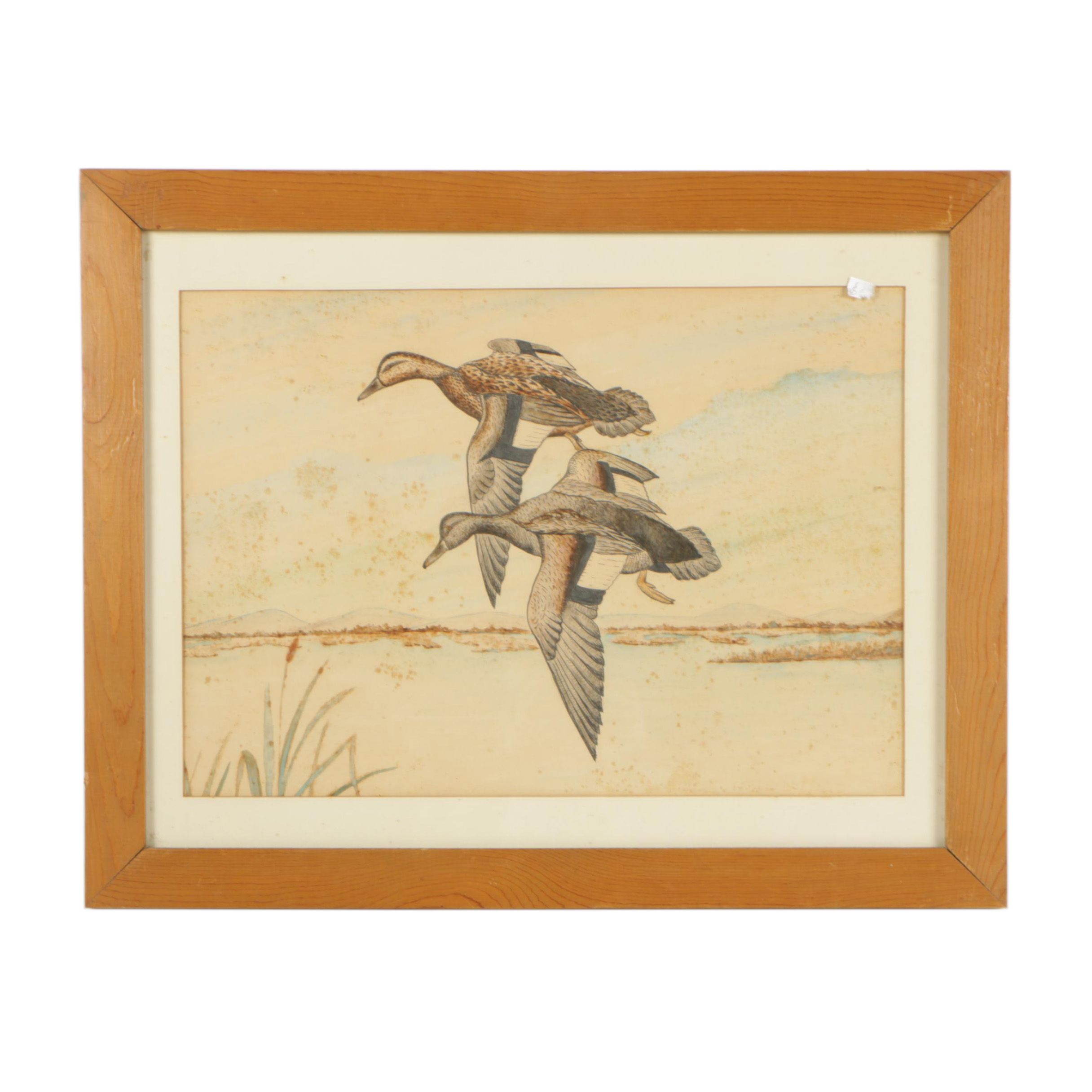 Watercolor Painting of Ducks