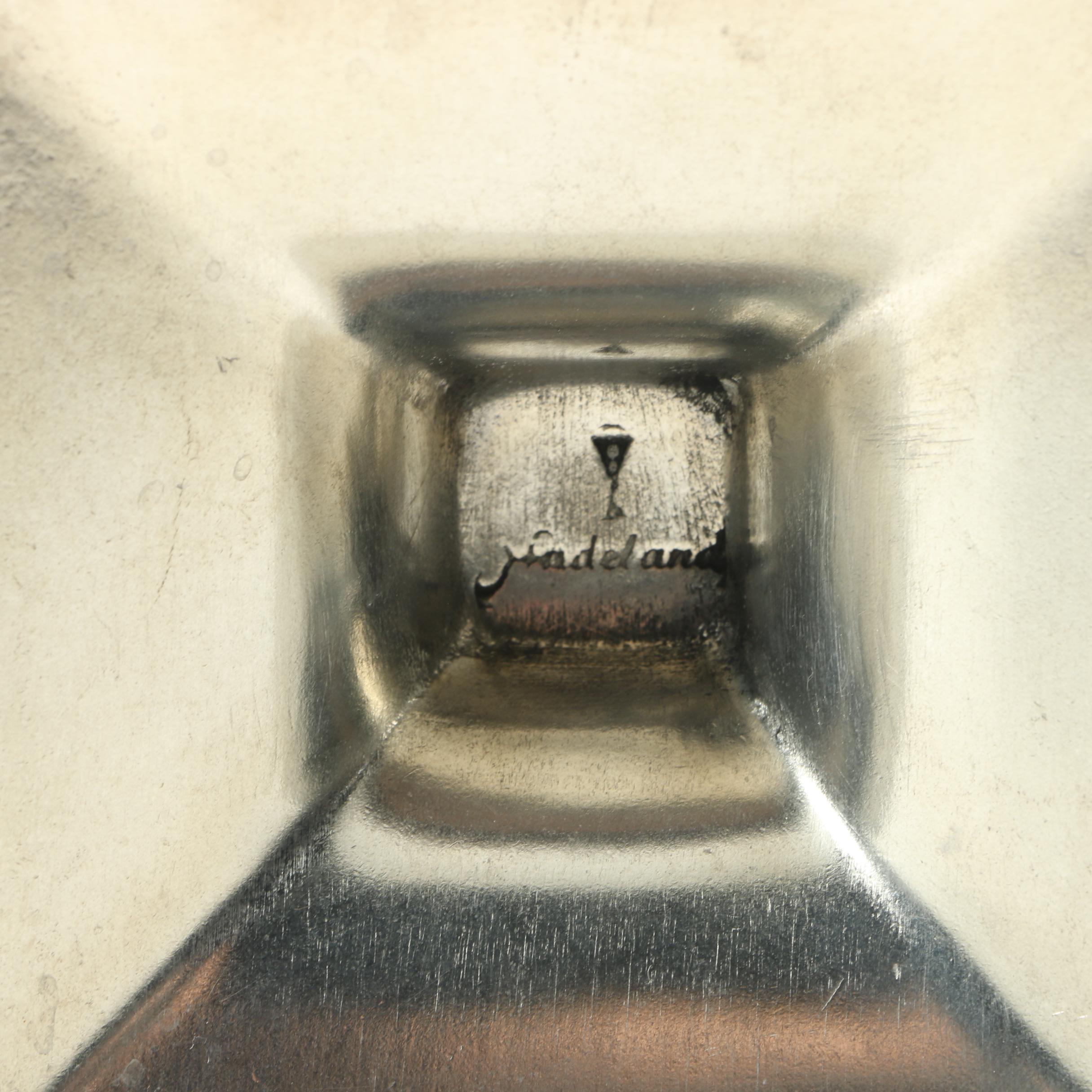 Hadeland Norwegian Pewter Square Pedestal Candlesticks