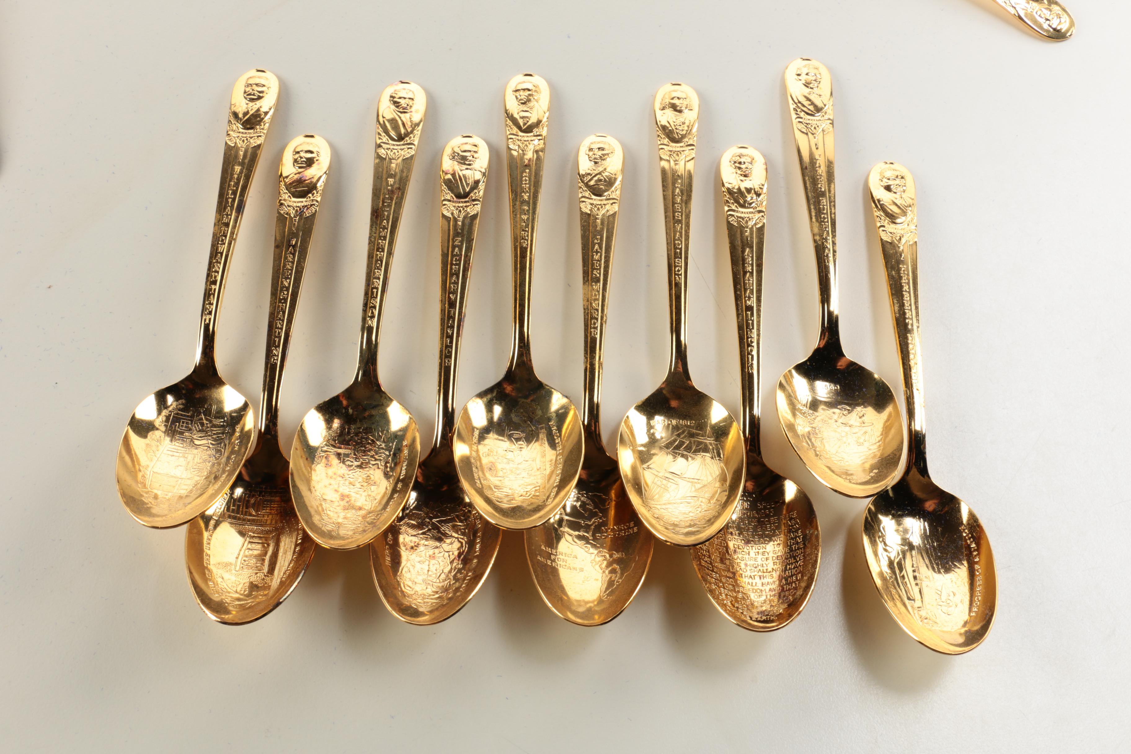 Wm. Rogers Mfg. Co. Silver Plate and Gold-Washed Presidential Spoons