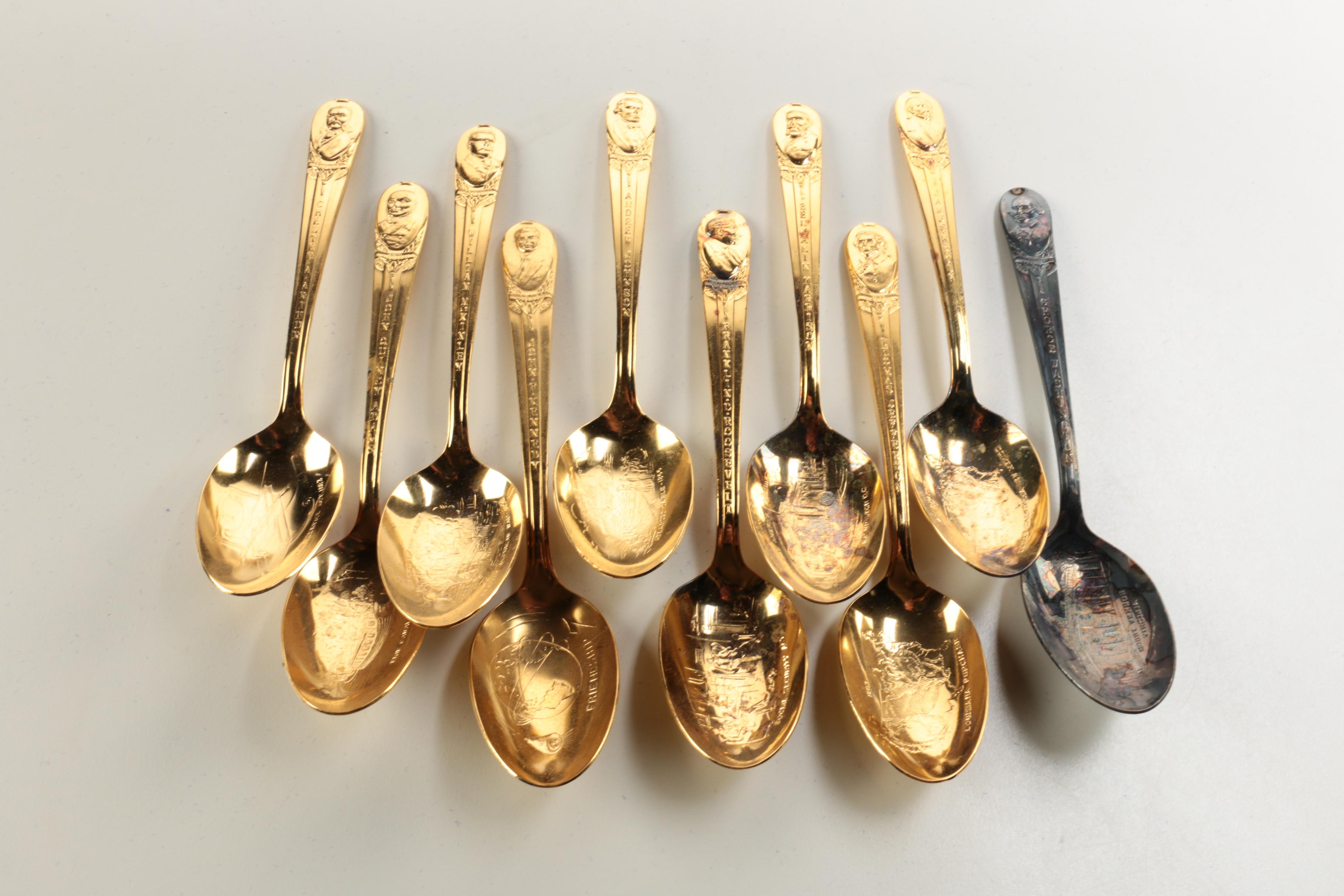 Wm. Rogers Mfg. Co. Silver Plate and Gold-Washed Presidential Spoons
