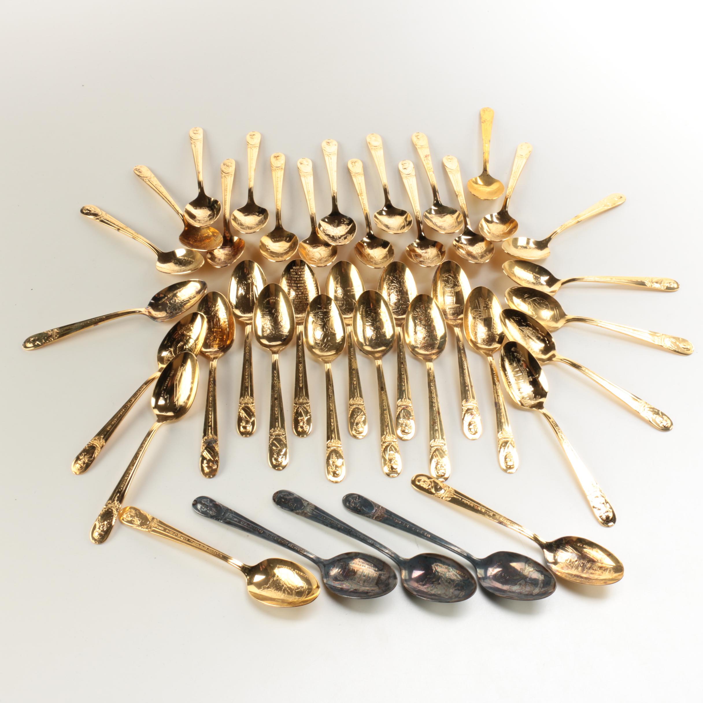 Wm. Rogers Mfg. Co. Silver Plate and Gold-Washed Presidential Spoons