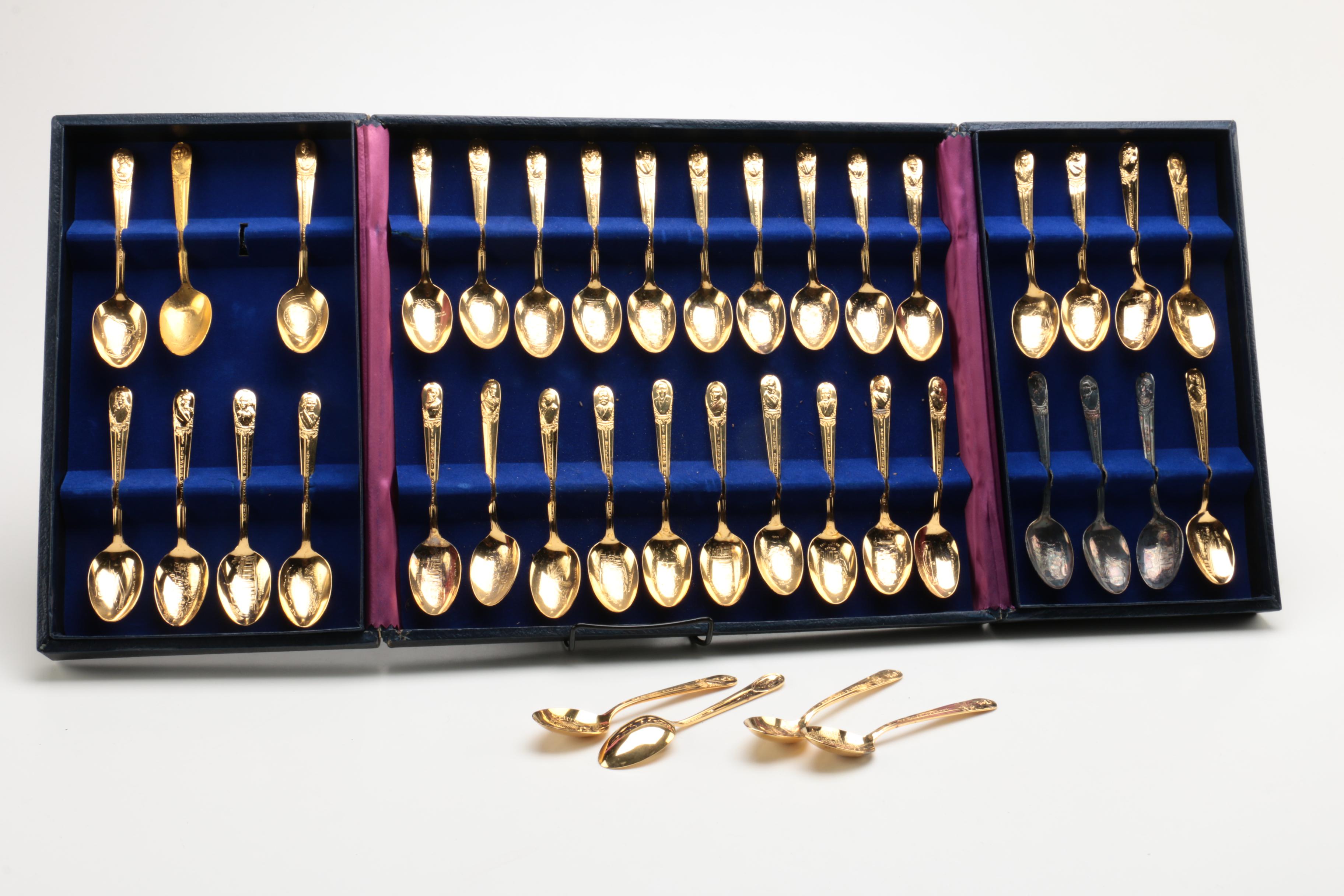 Wm. Rogers Mfg. Co. Silver Plate and Gold-Washed Presidential Spoons