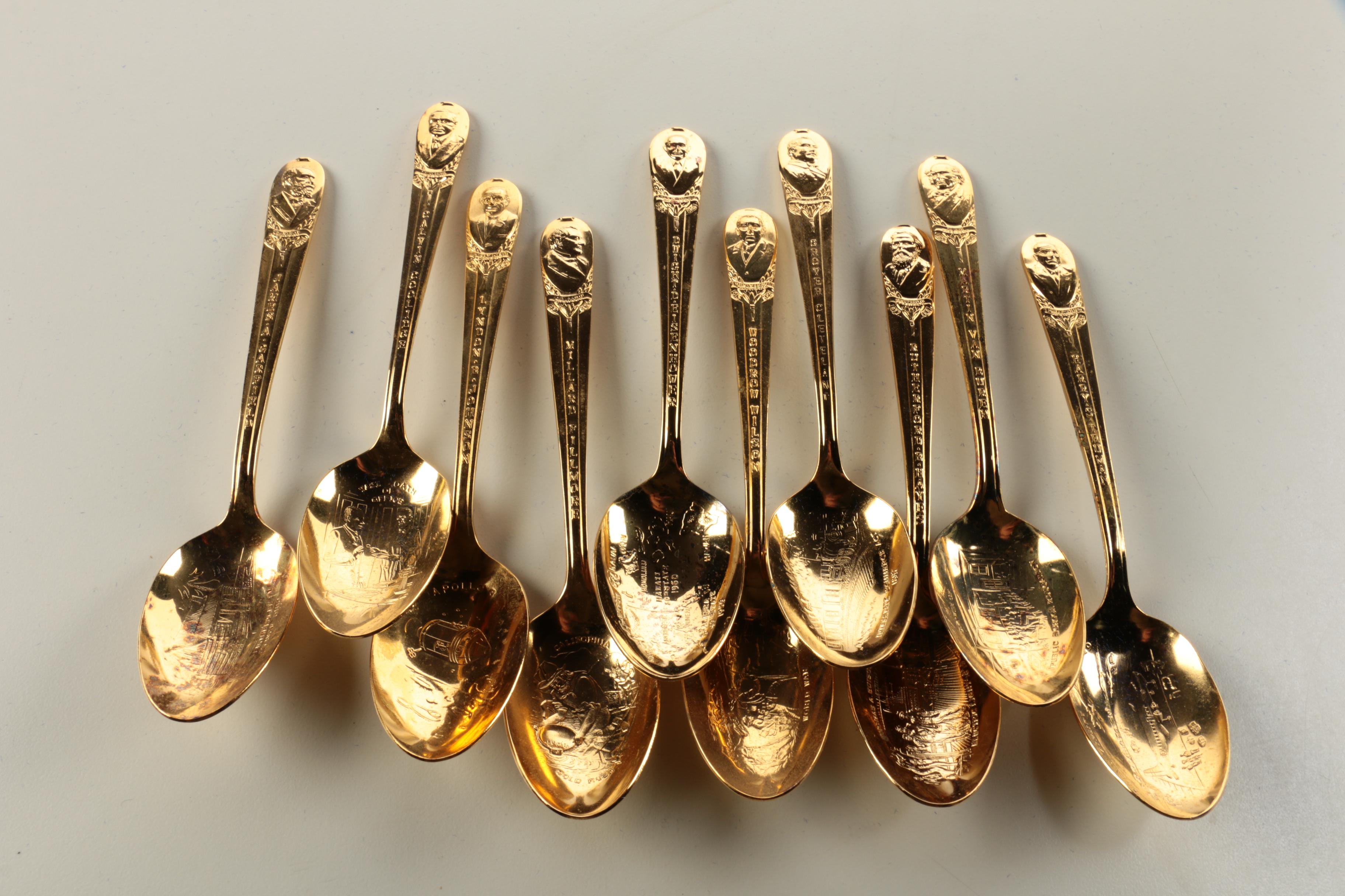 Wm. Rogers Mfg. Co. Silver Plate and Gold-Washed Presidential Spoons
