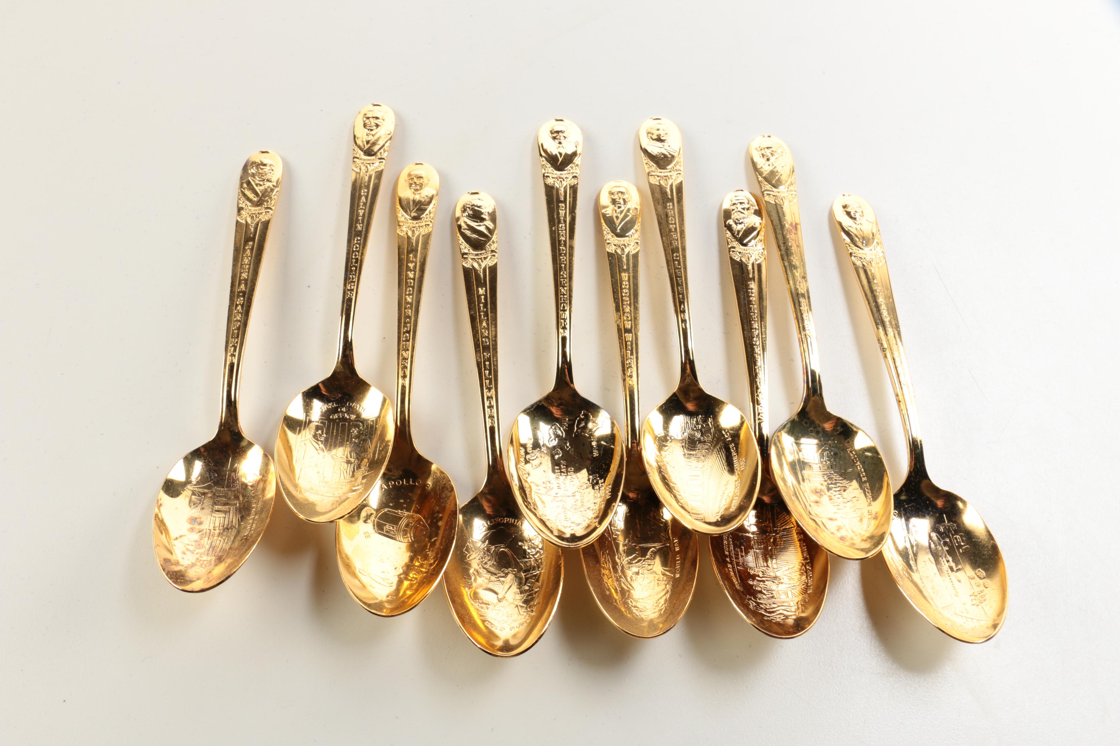 Wm. Rogers Mfg. Co. Silver Plate and Gold-Washed Presidential Spoons