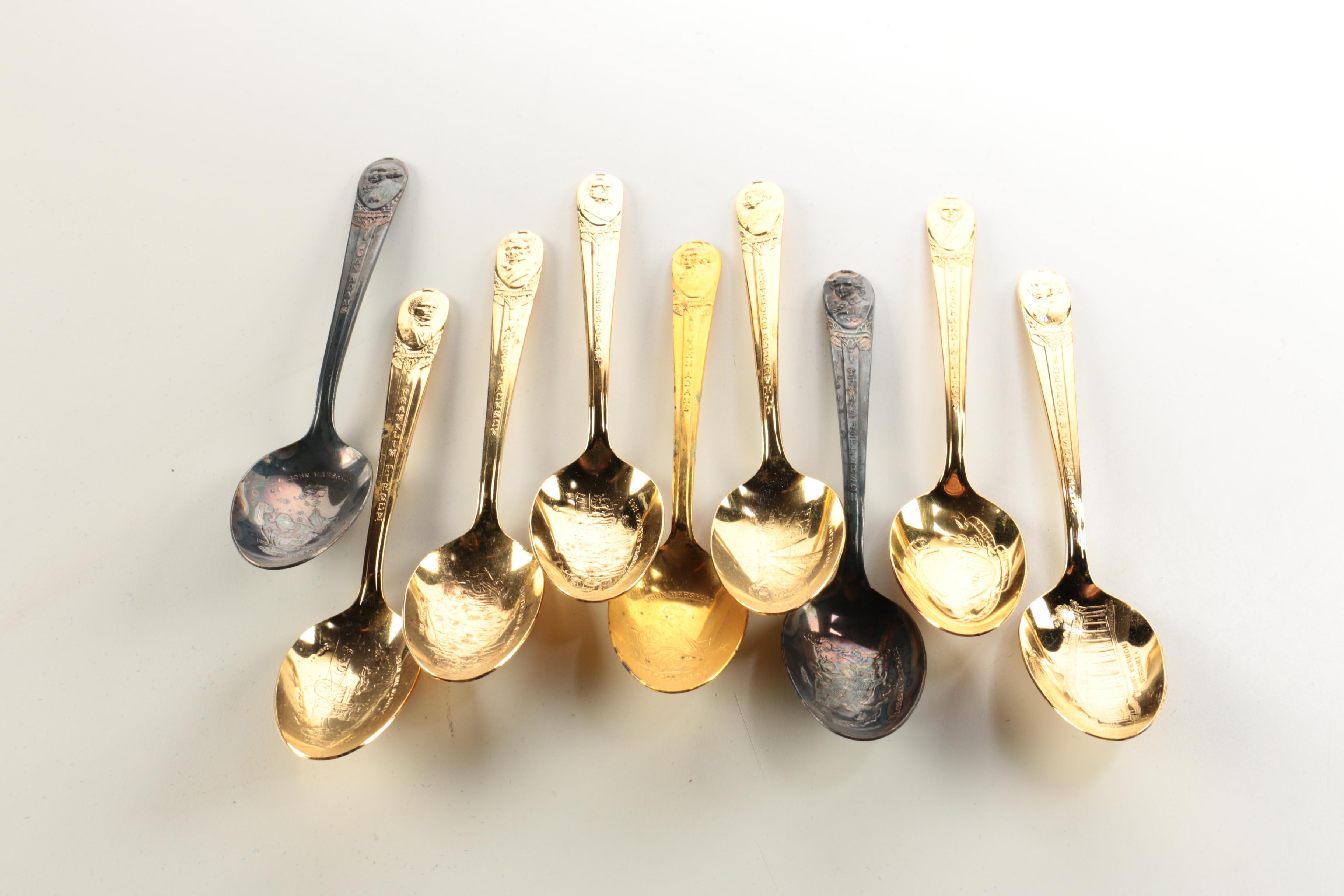 Wm. Rogers Mfg. Co. Silver Plate and Gold-Washed Presidential Spoons