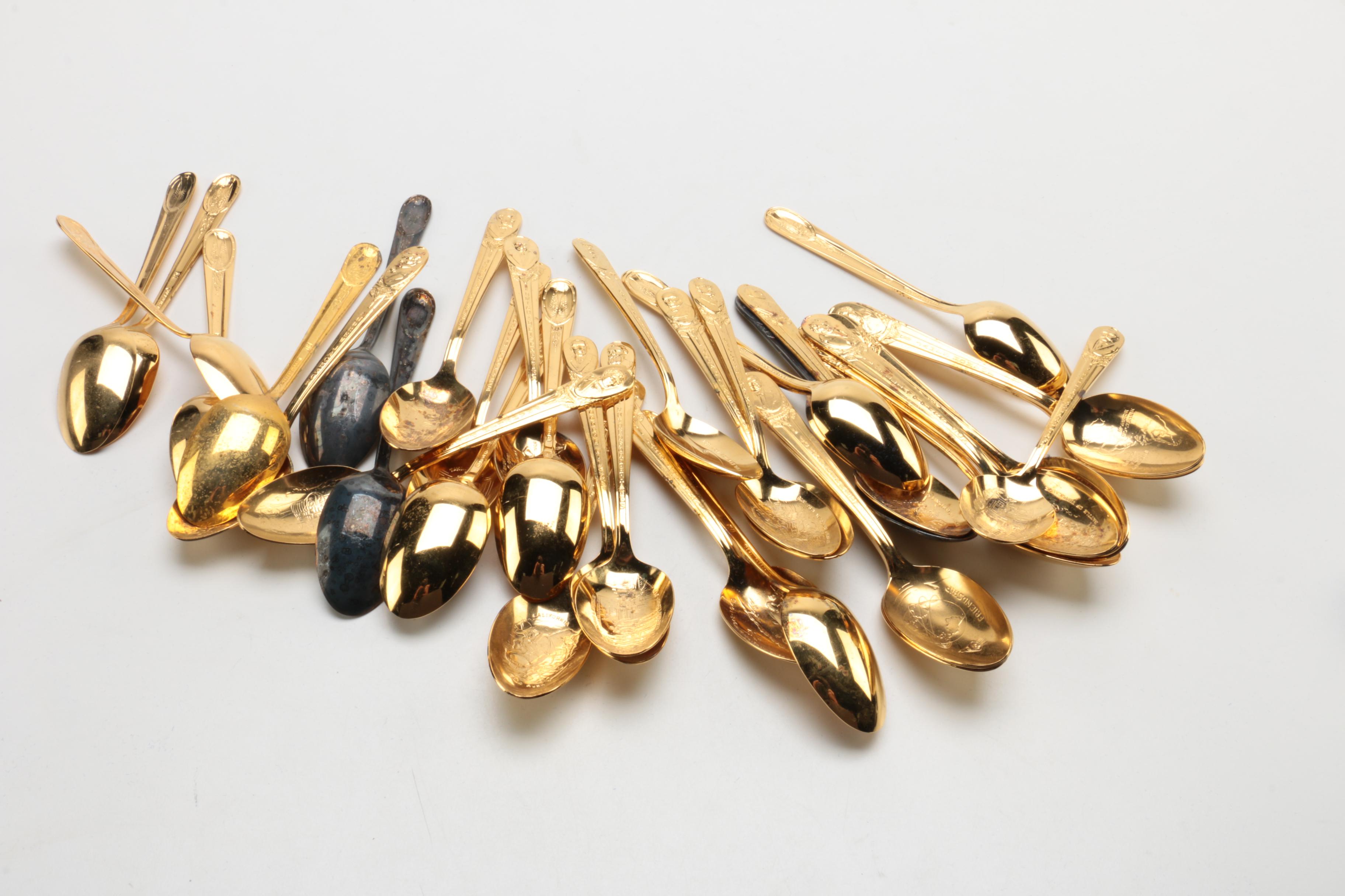 Wm. Rogers Mfg. Co. Silver Plate and Gold-Washed Presidential Spoons