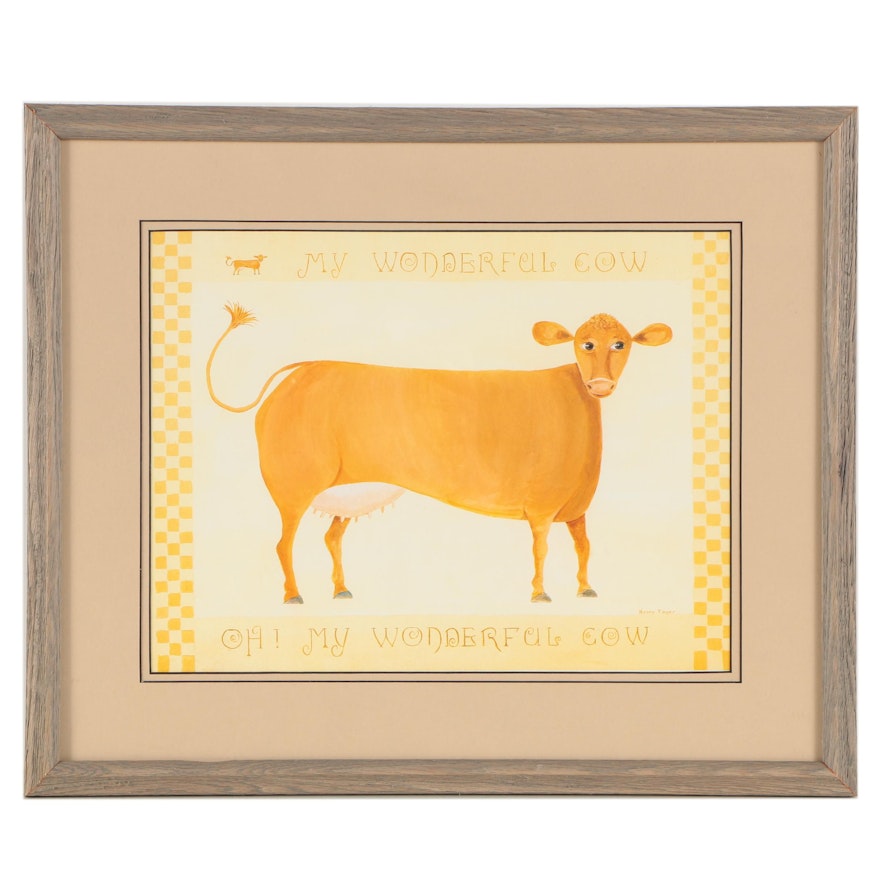 Norma Finger Offset Lithograph "My Wonderful Cow"