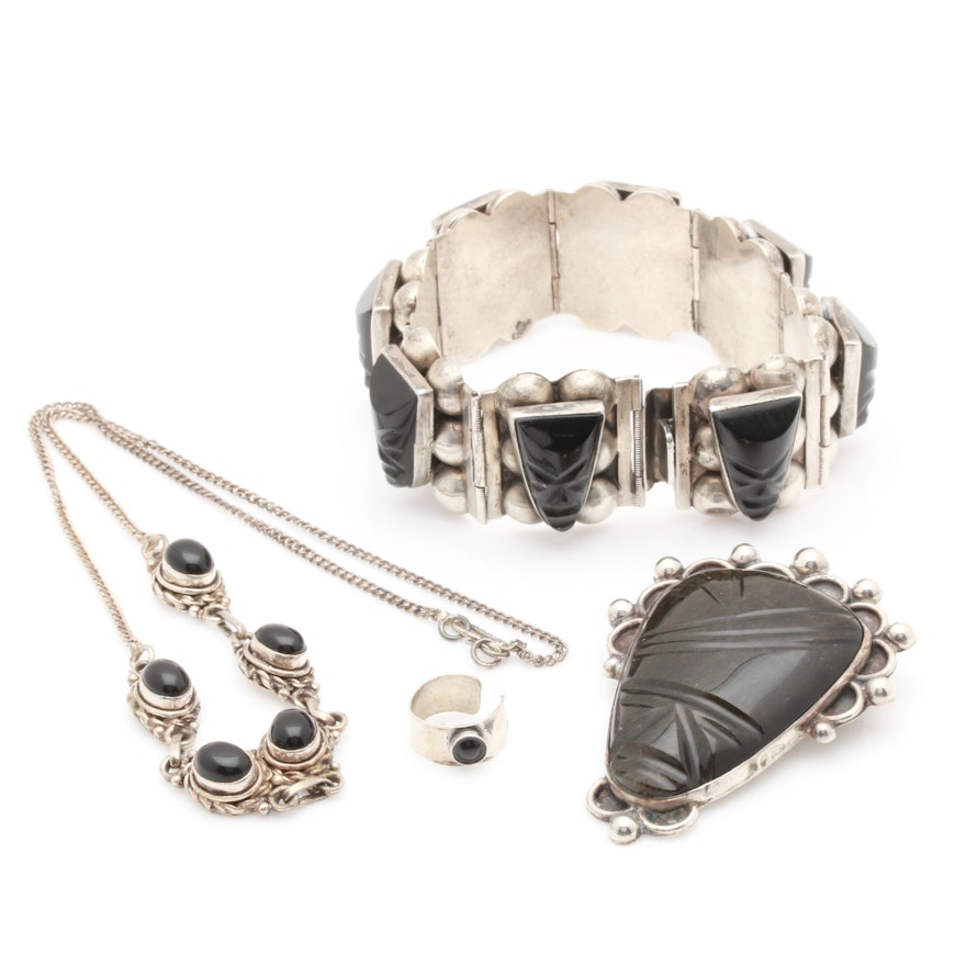Sterling Silver Jewelry Featuring Black Onyx and Sheen Obsidian