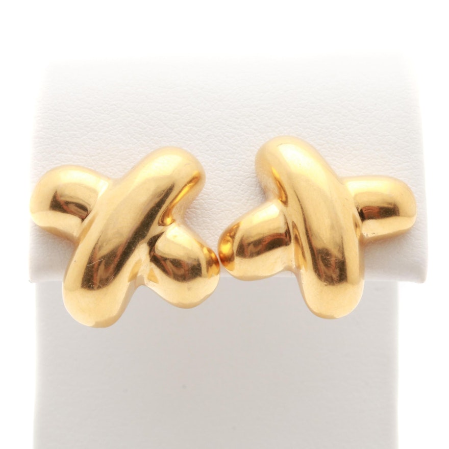 14K Yellow Gold Criss-Cross Earrings