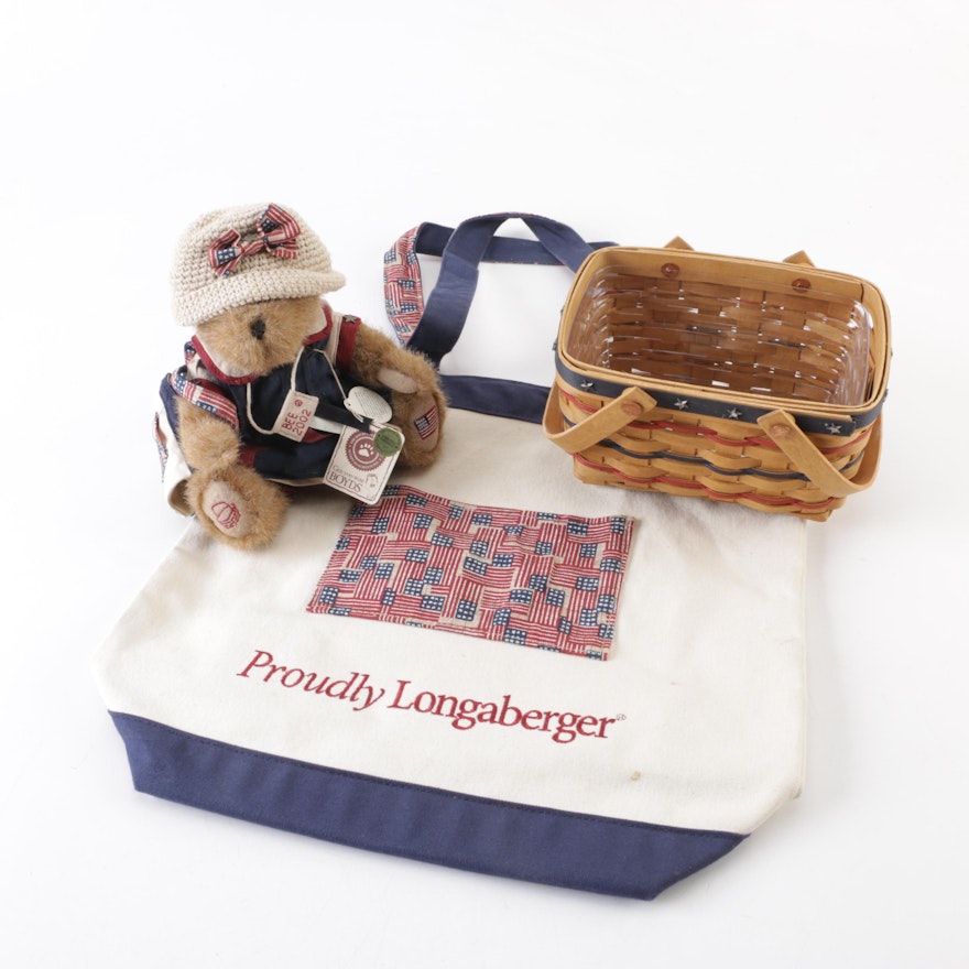 2002 Longaberger Bee Basket, 2002 Bee Longaberger Boyd's Bear and Tote