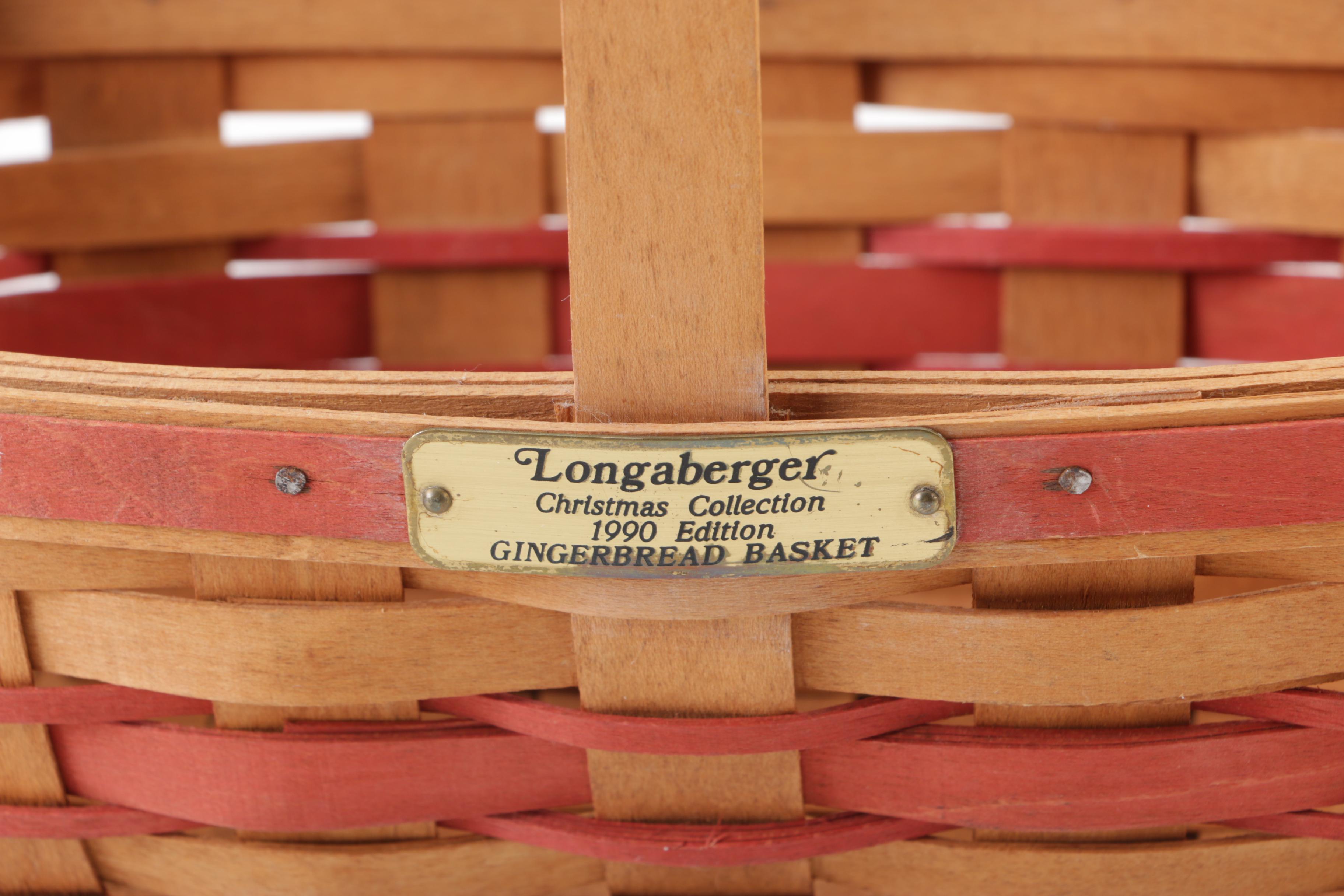 1990 Longaberger Signed "Gingerbread" Basket with "Father Christmas" Cookie Mold