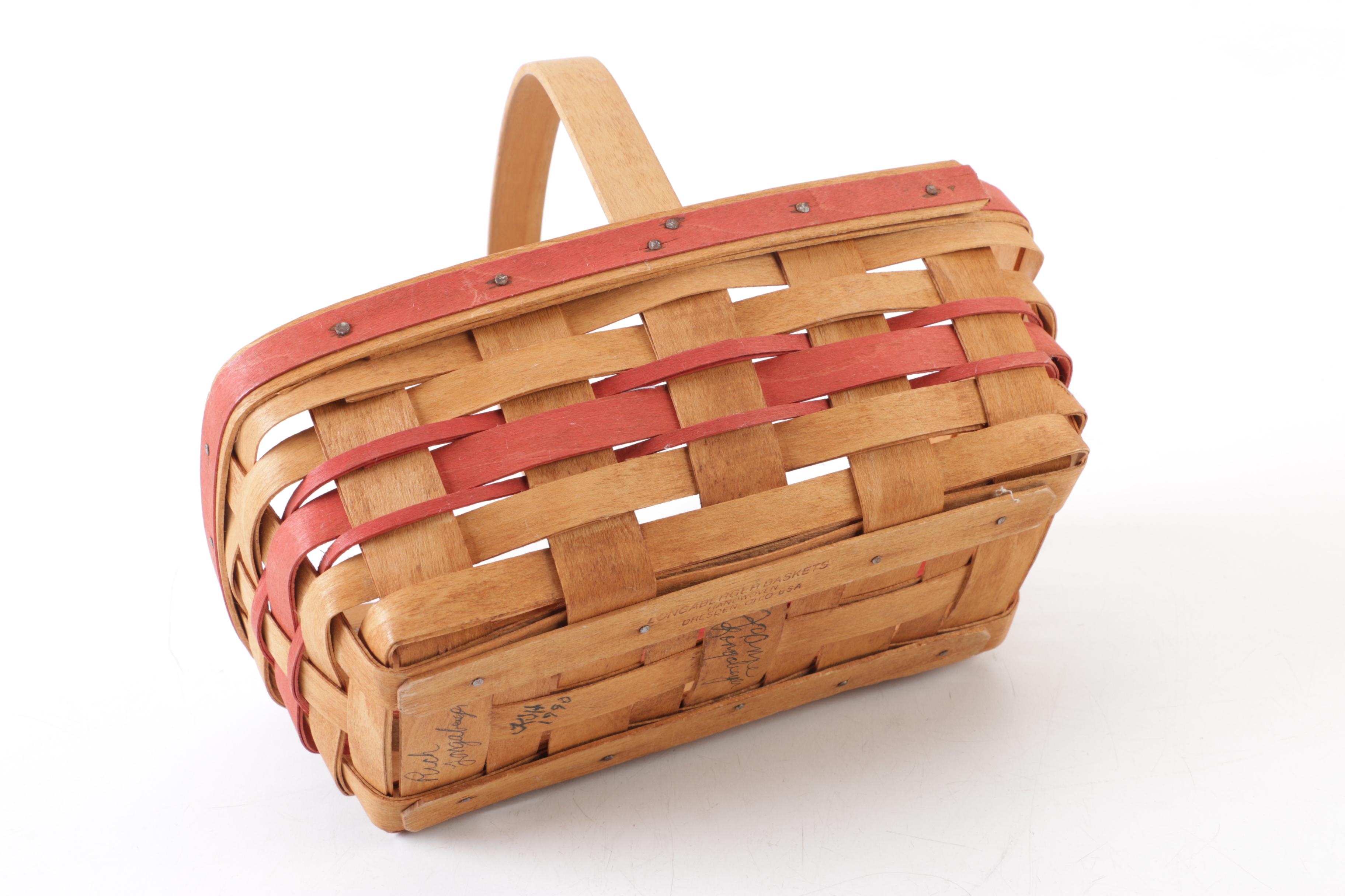 1990 Longaberger Signed "Gingerbread" Basket with "Father Christmas" Cookie Mold