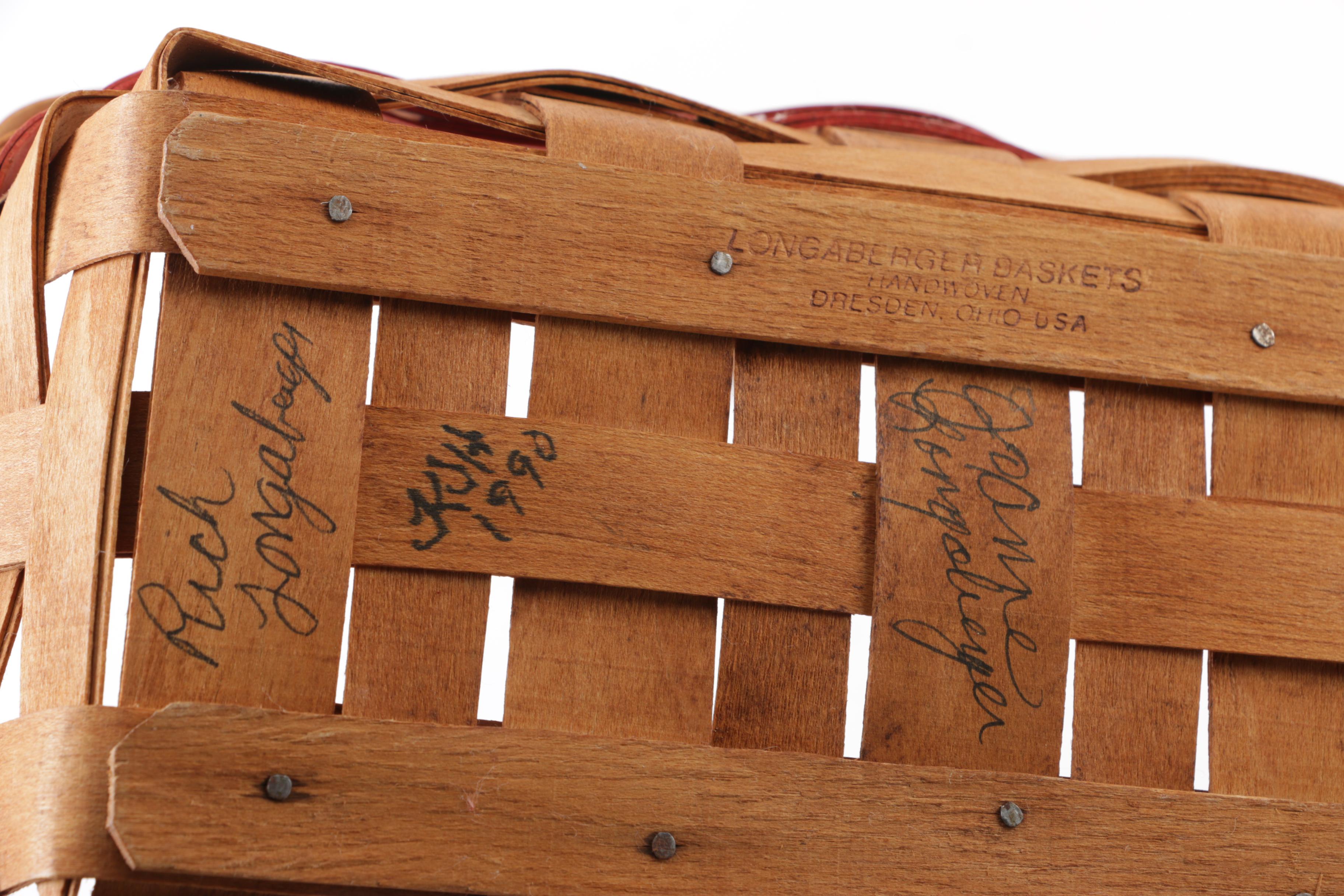 1990 Longaberger Signed "Gingerbread" Basket with "Father Christmas" Cookie Mold