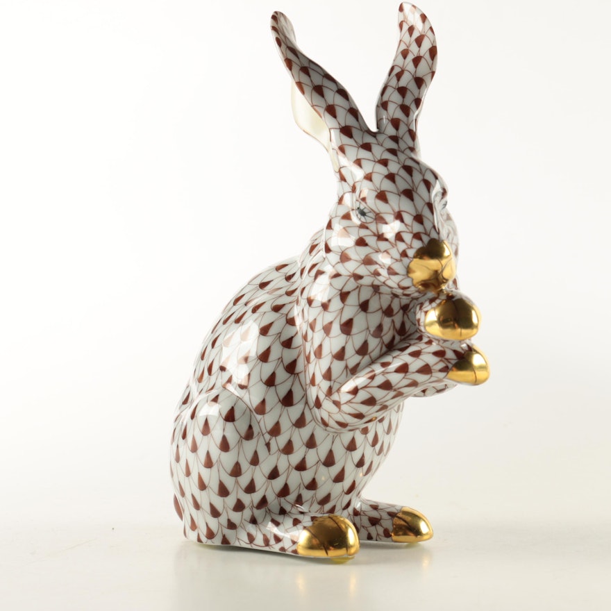 Herend Hungary Hand-Painted Rabbit Figurine