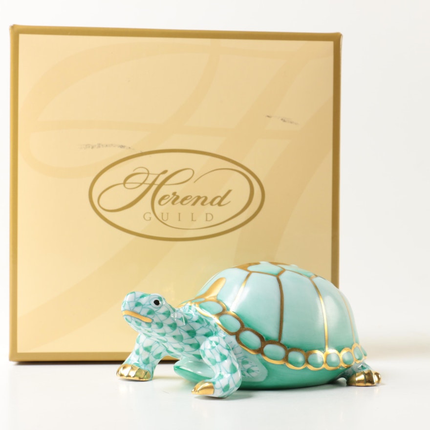Herend Guild 2007 Hand-Painted Porcelain Tortoise Figurine