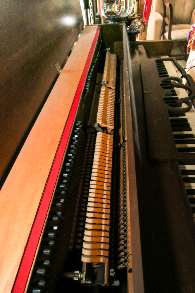 Vintage Wurlitzer Spinet Piano with Sheet Music Cabinet