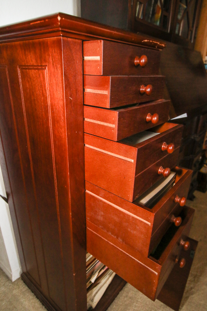 Vintage Wurlitzer Spinet Piano with Sheet Music Cabinet