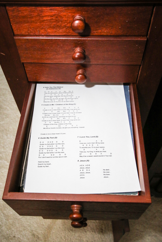 Vintage Wurlitzer Spinet Piano with Sheet Music Cabinet