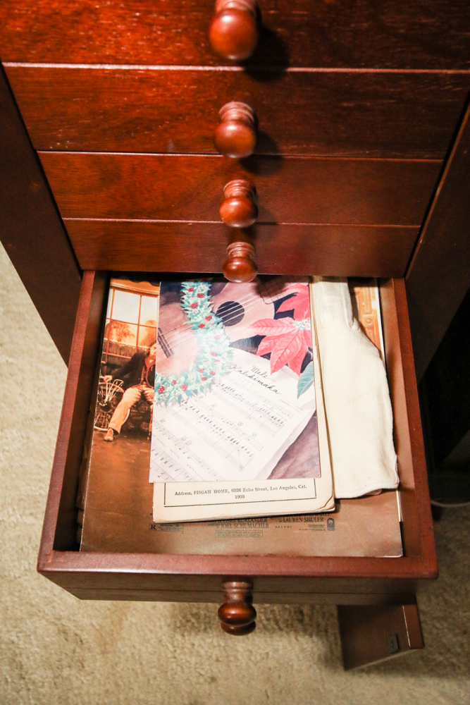 Vintage Wurlitzer Spinet Piano with Sheet Music Cabinet