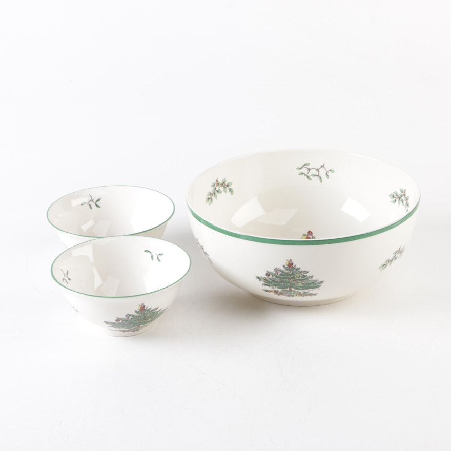 Spode "Christmas Tree" Compote and Nut Bowls