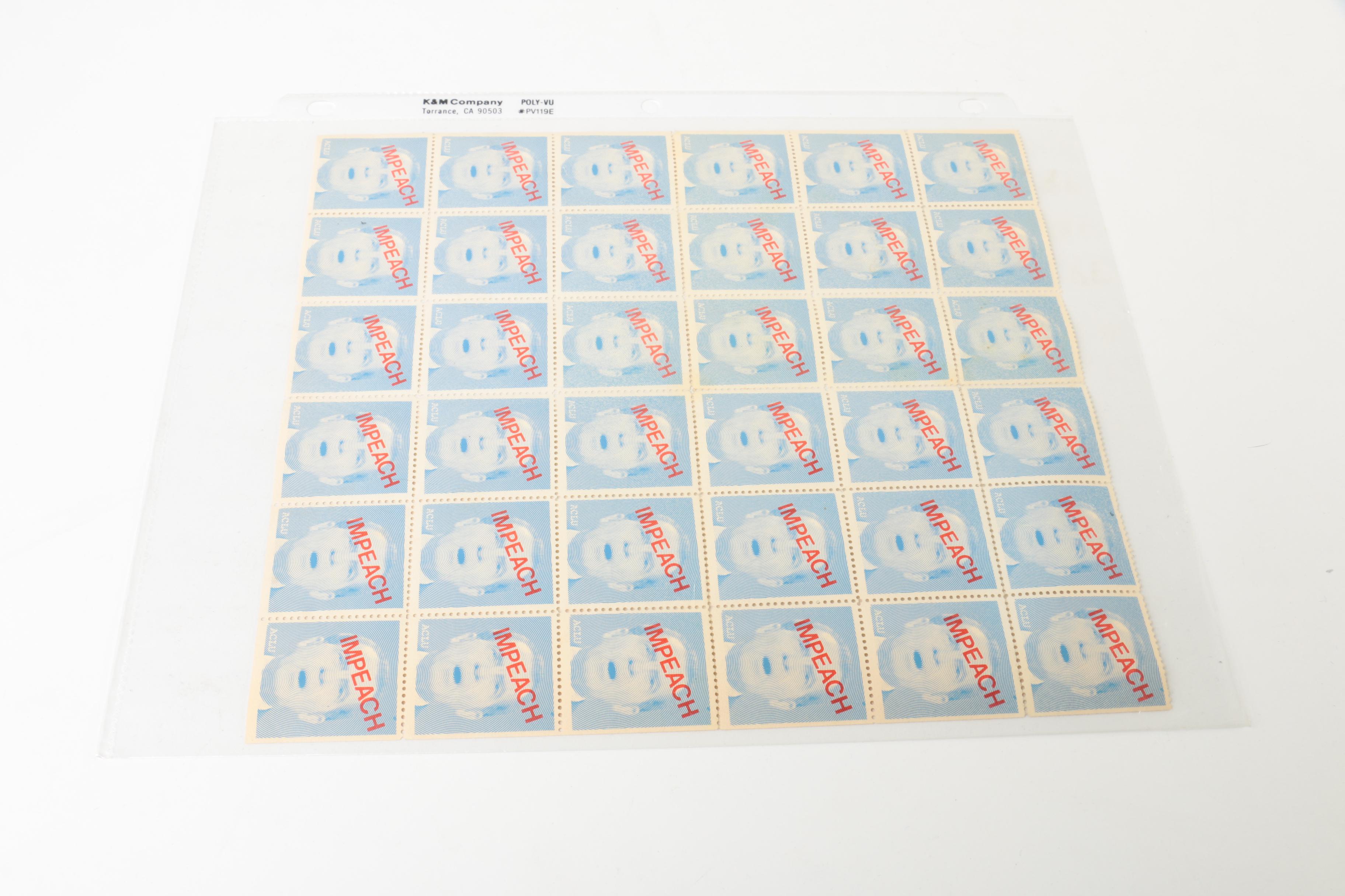 ACLU "Impeach" Nixon Decorative Stamps