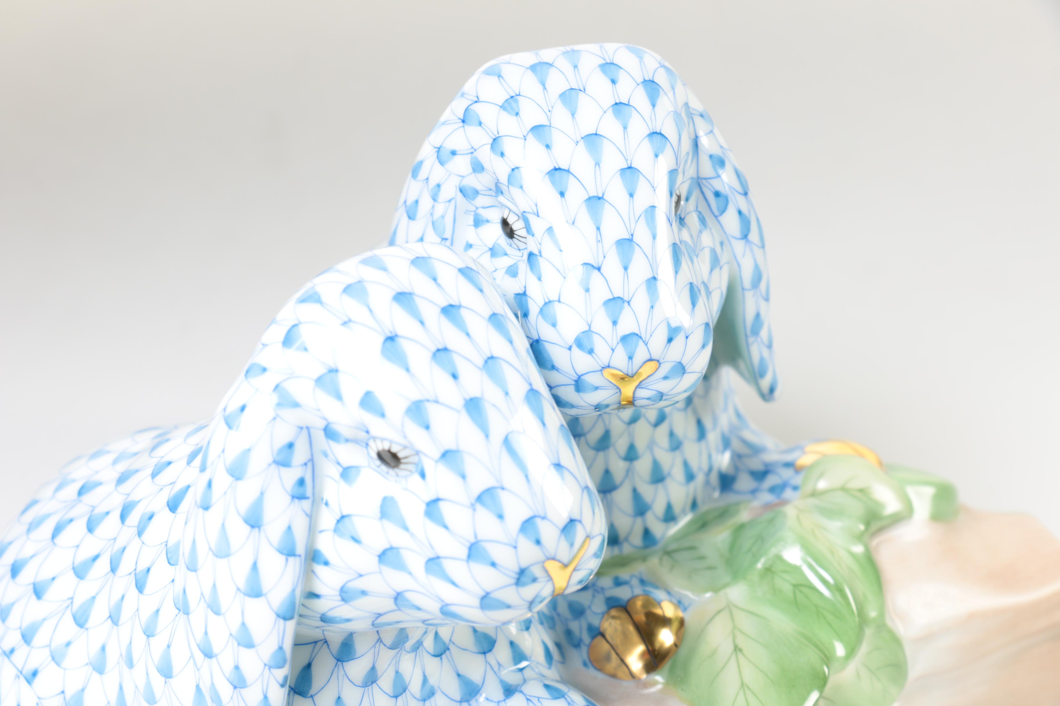 Herend "Bunny Love" Hand-Painted Porcelain Figurine