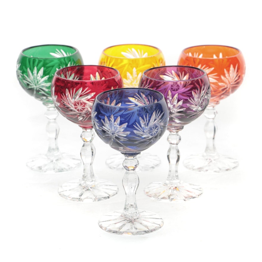 Colored Cased Cut to Clear Bohemian Crystal Stemware