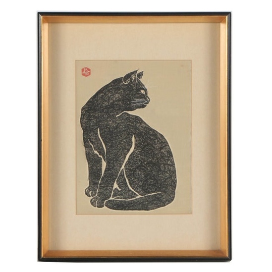 Woodblock After Sadanobu Hasegawa III "Black Cat"