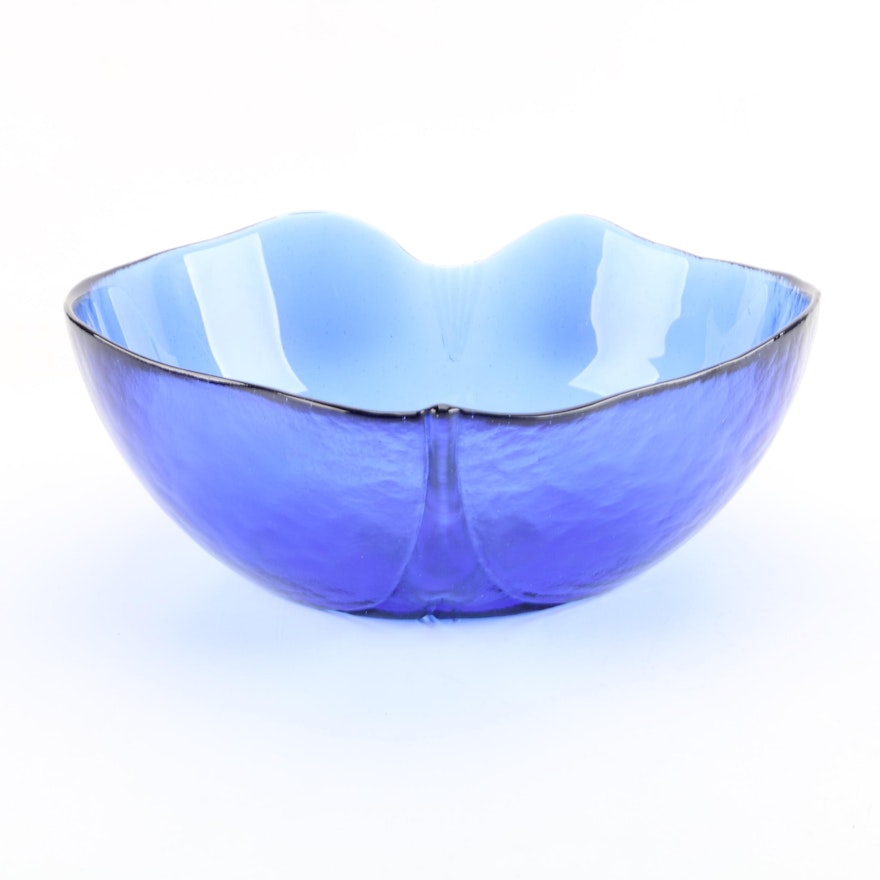 Cobalt Pear Shaped Glass Serving Bowl