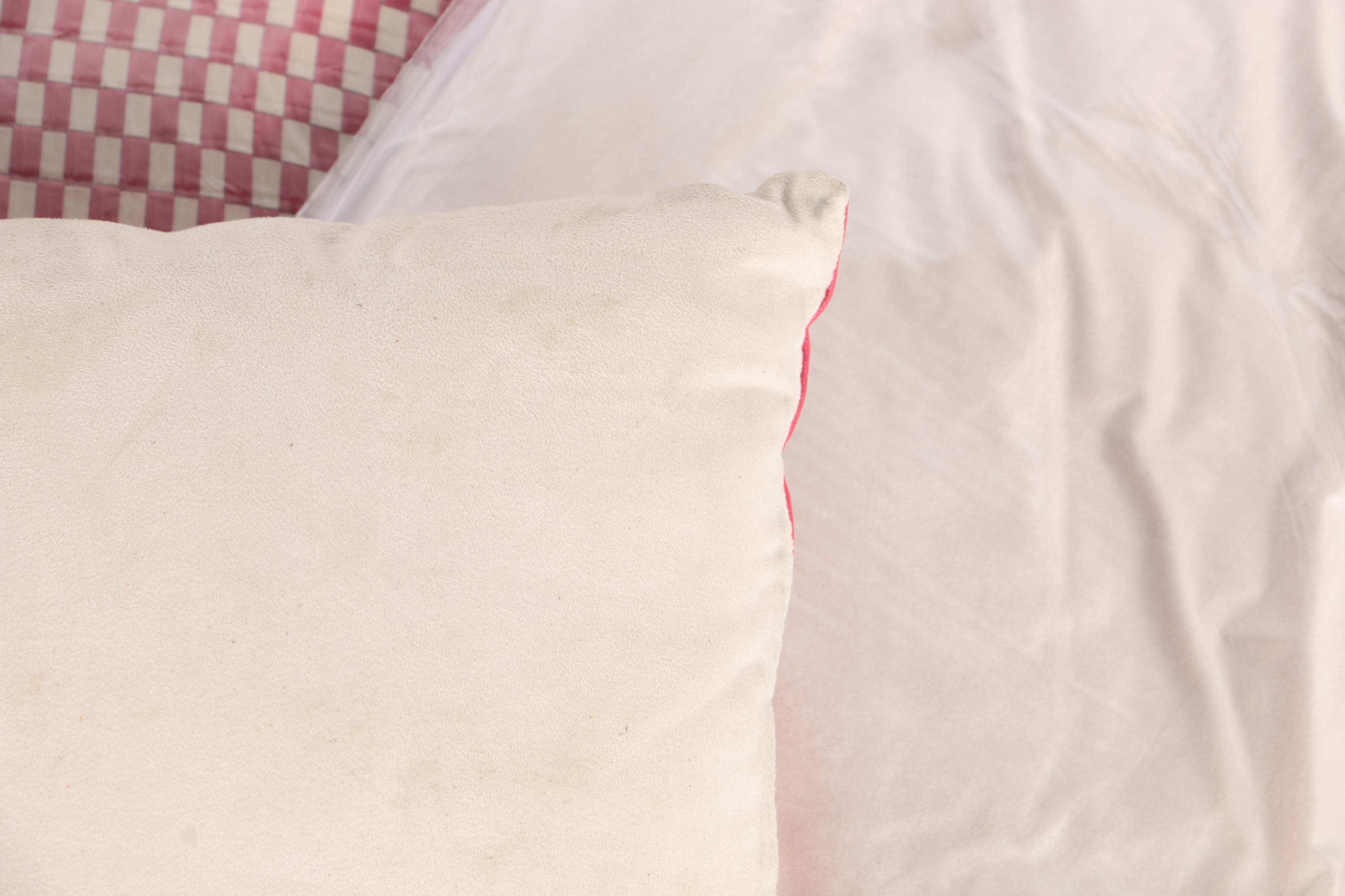 Flambro Imports Red and White Checkerboard Motif Leather Throw Pillows