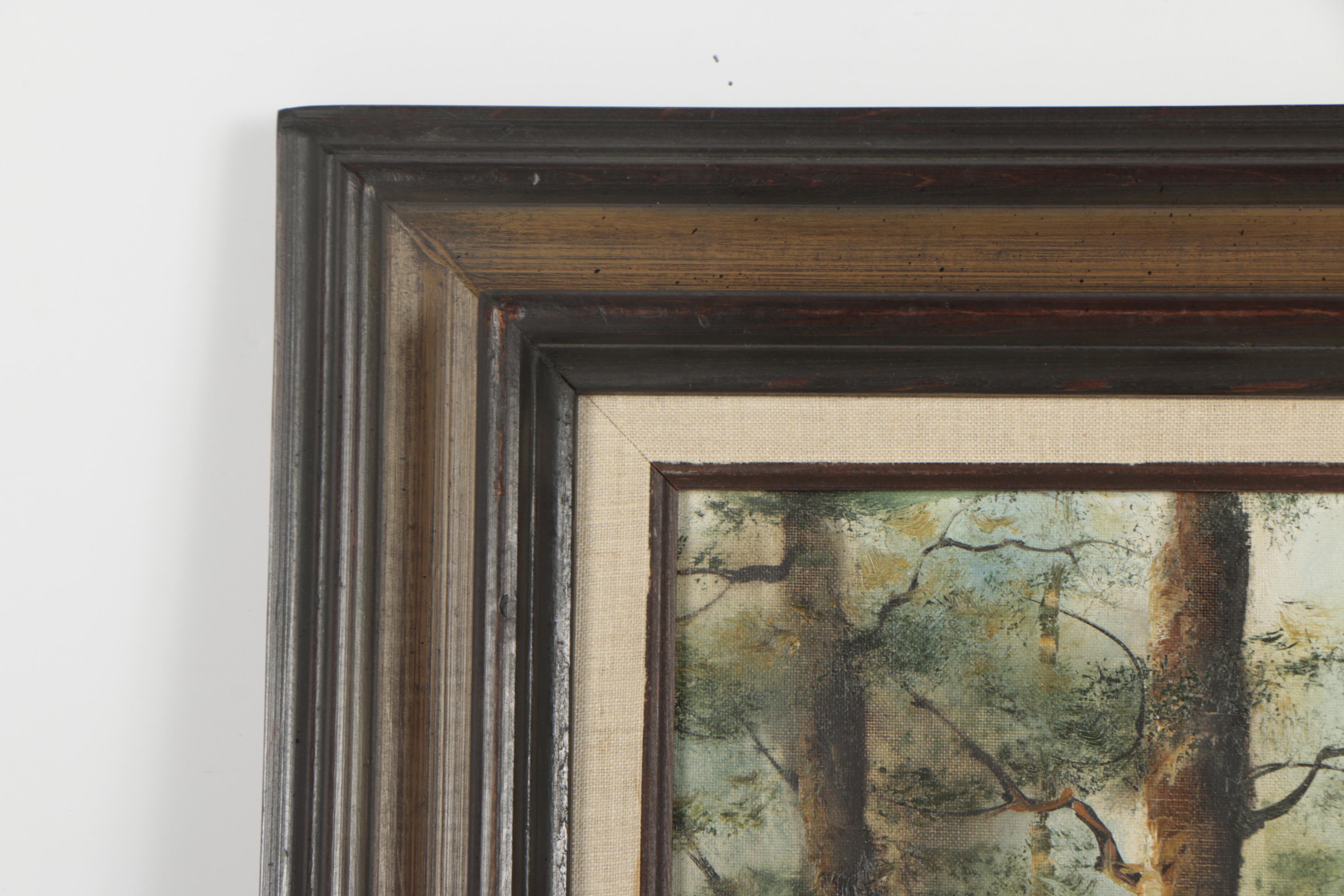 Wollinger Late 20th Century Oil Painting of Forest Landscape