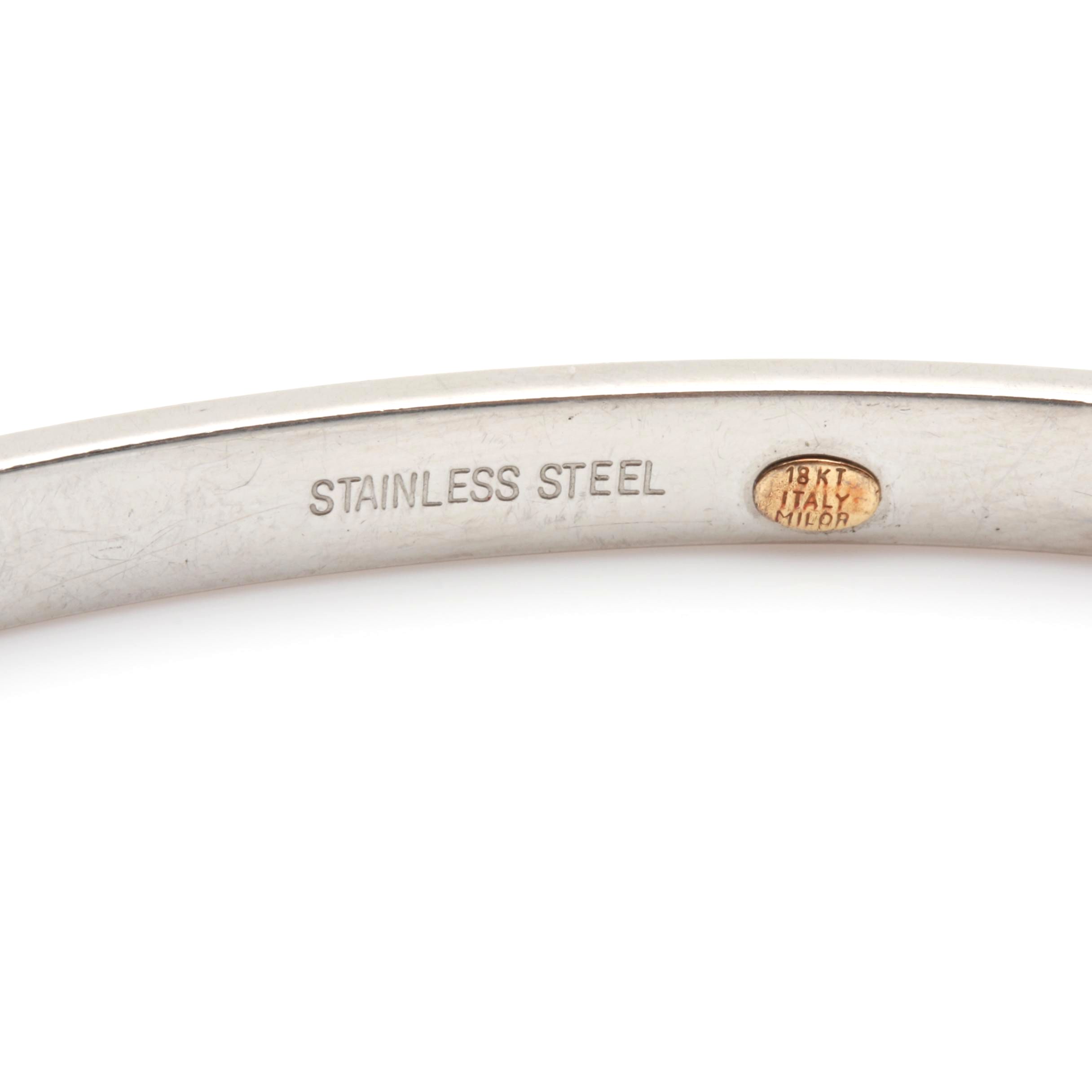Milor Stainless Steel Bracelet with 18K Yellow Gold Accents