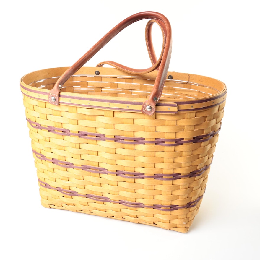 2004 Longaberger Signed "Boardwalk" Handled Basket