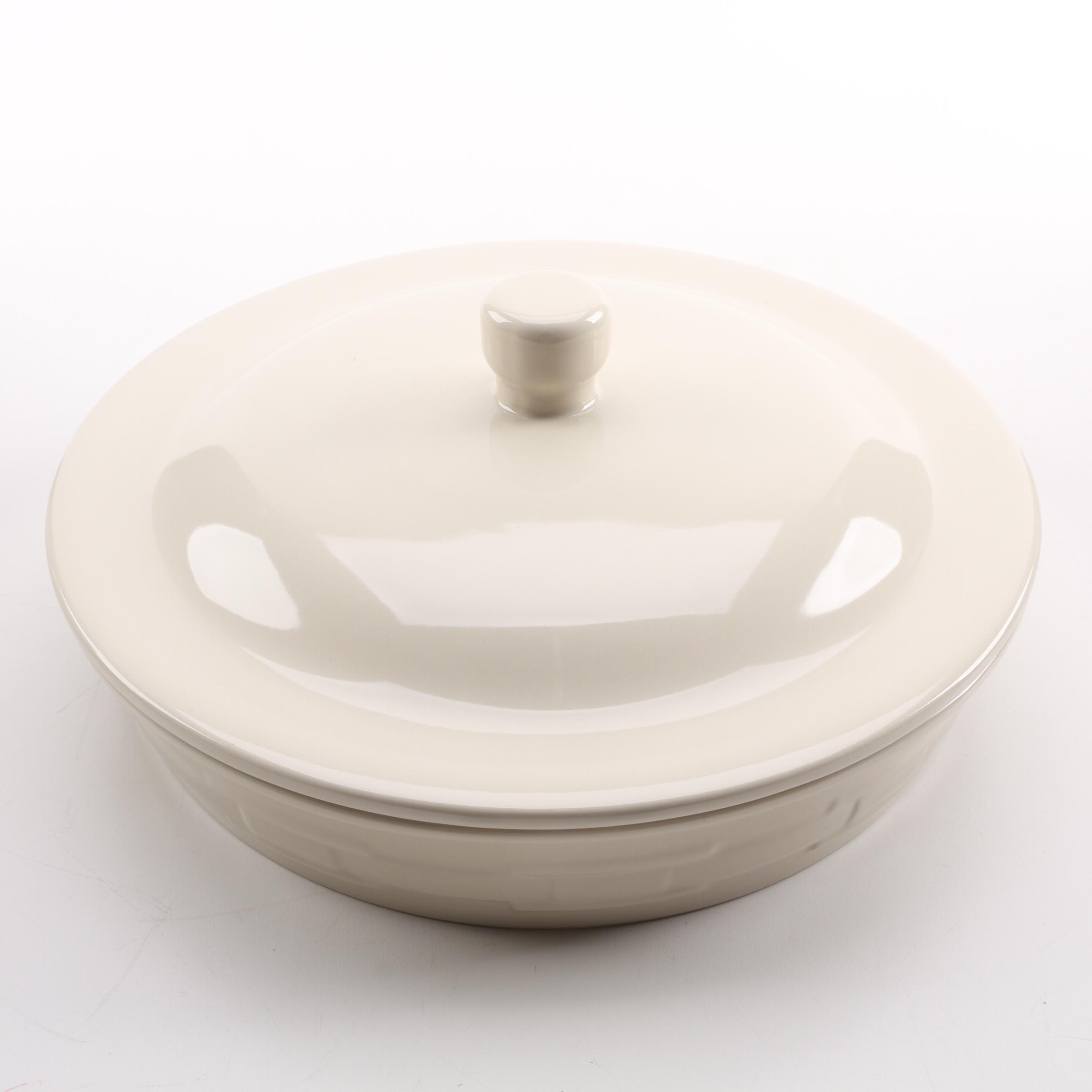 Longaberger "Woven Traditions" Ivory Bread Pans, Casserole and Plates