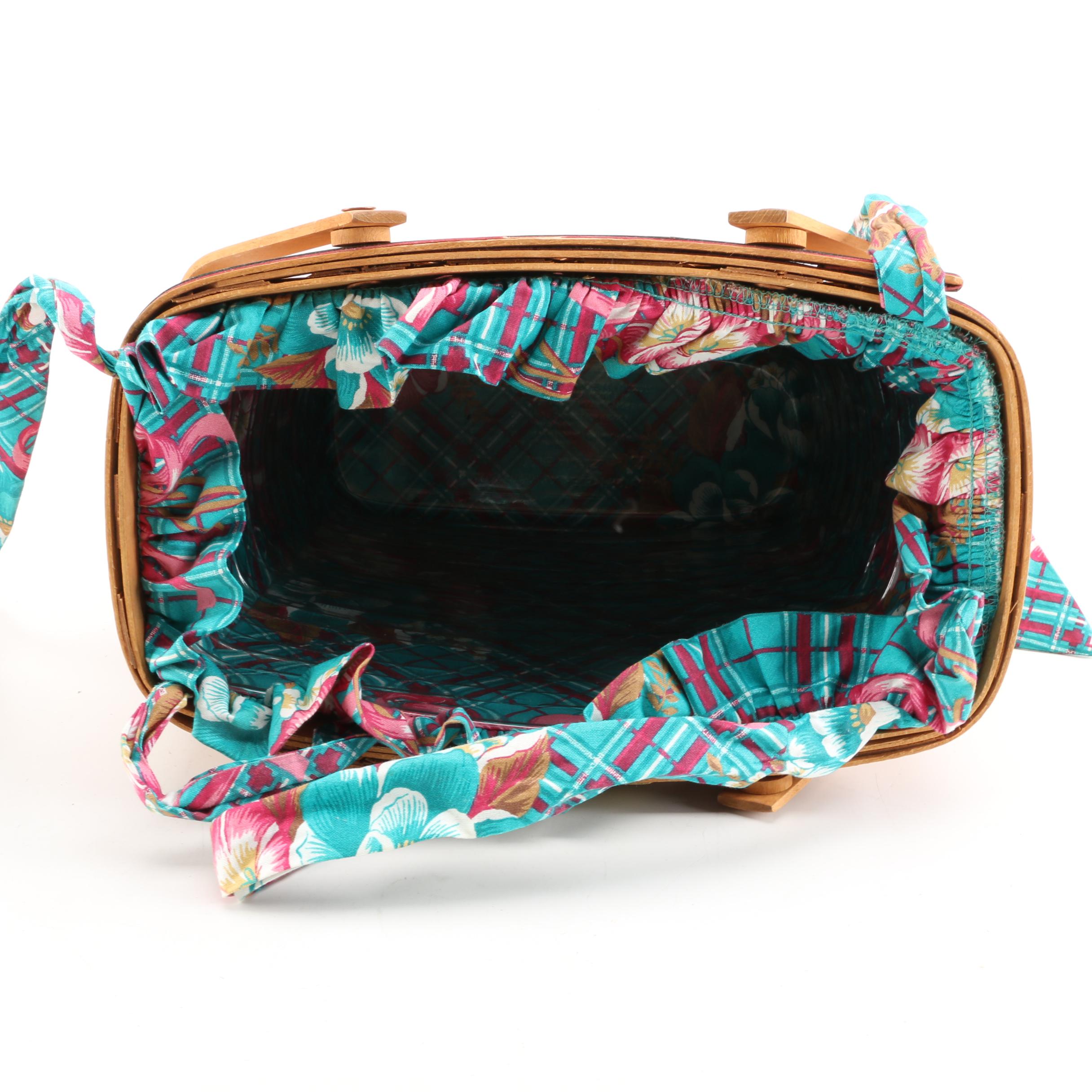 Handmade Longaberger Magazine Basket with Fabric Liner