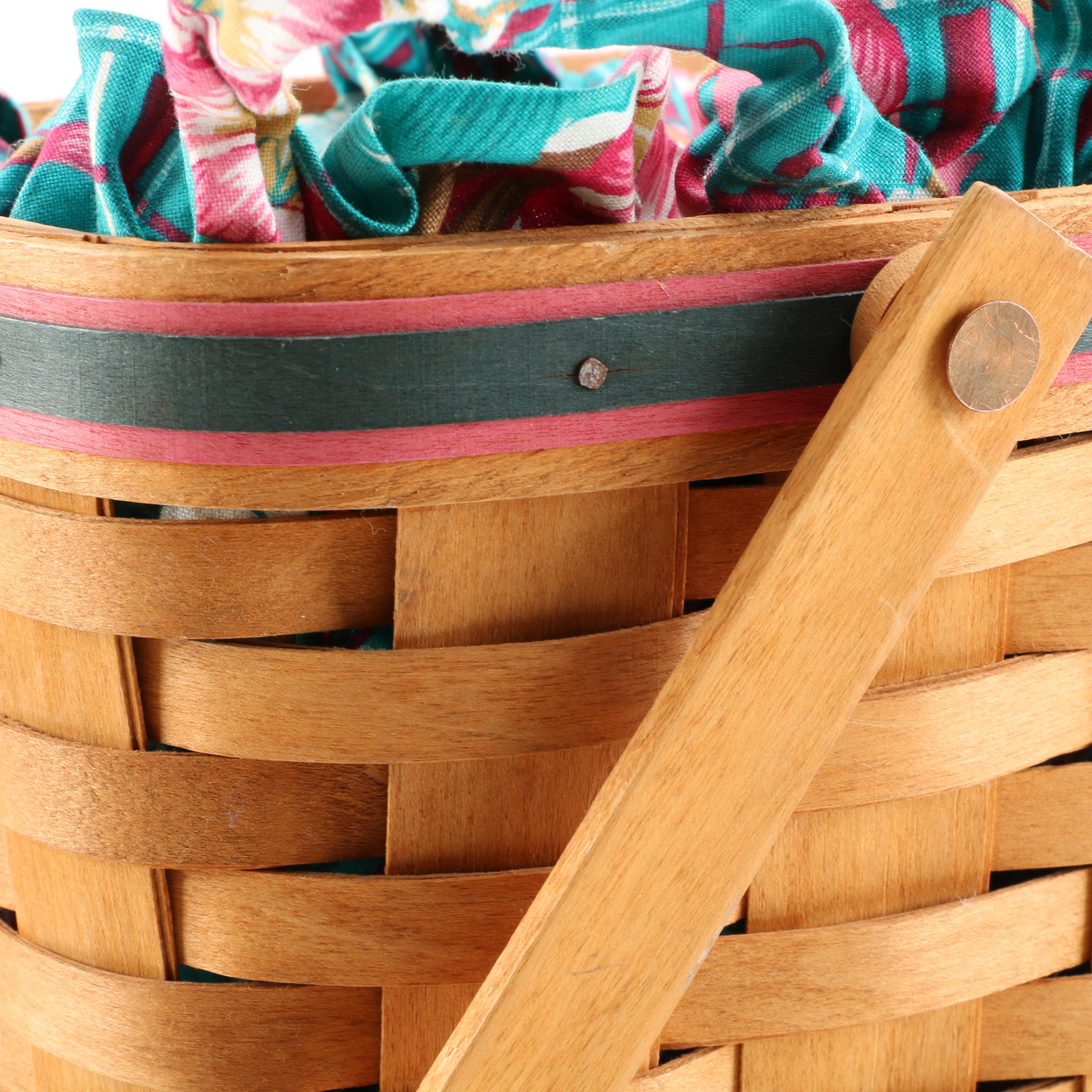 Handmade Longaberger Magazine Basket with Fabric Liner