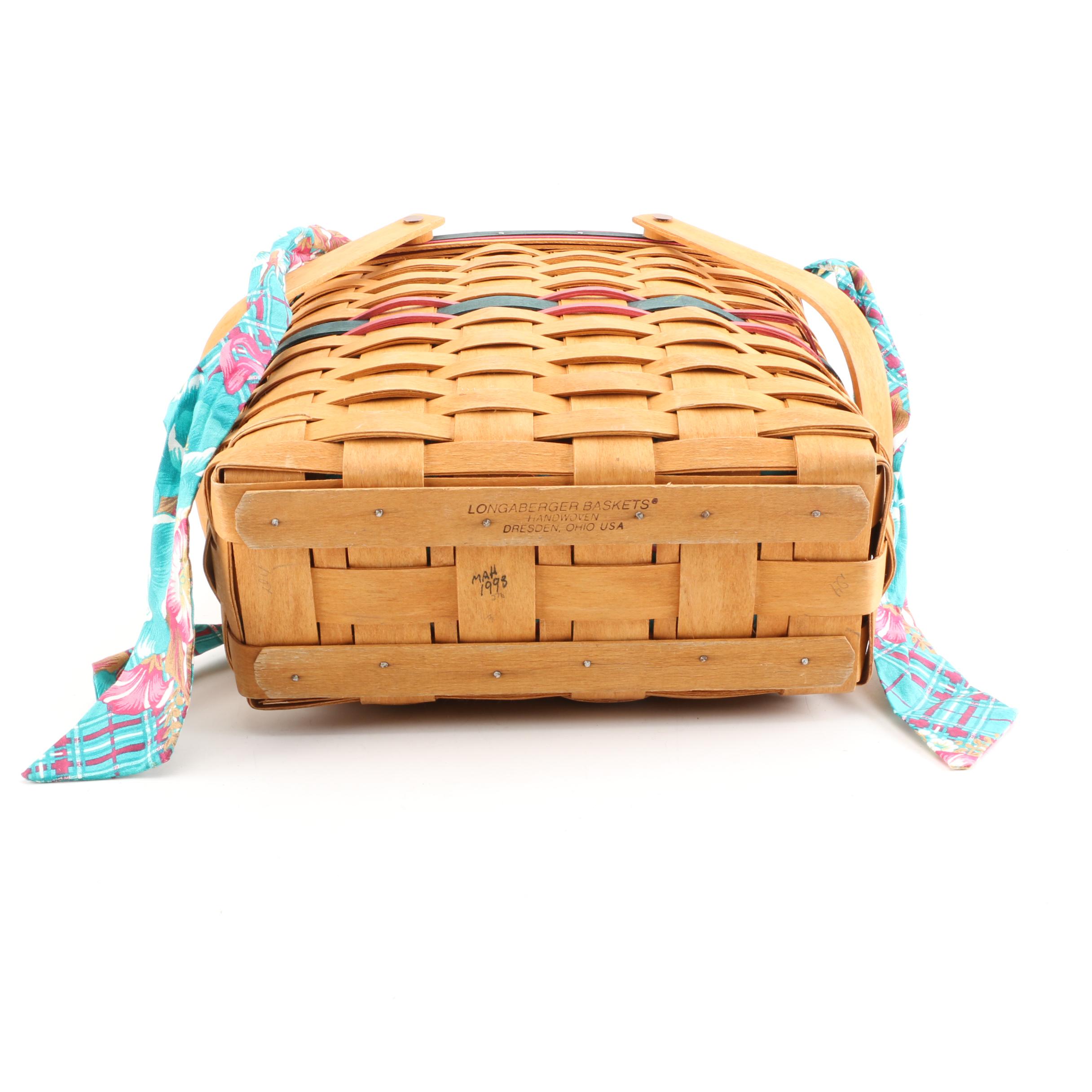 Handmade Longaberger Magazine Basket with Fabric Liner