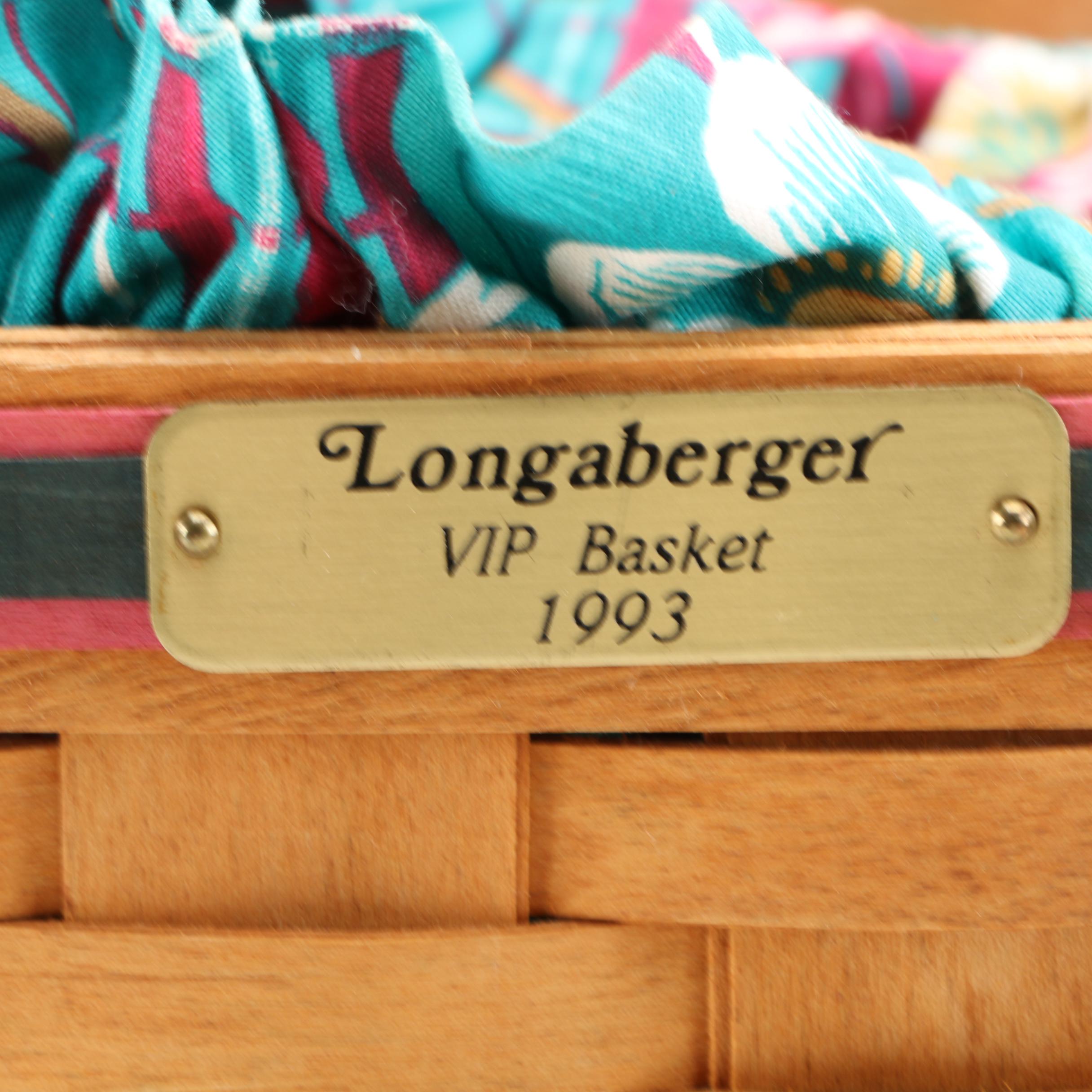 Handmade Longaberger Magazine Basket with Fabric Liner