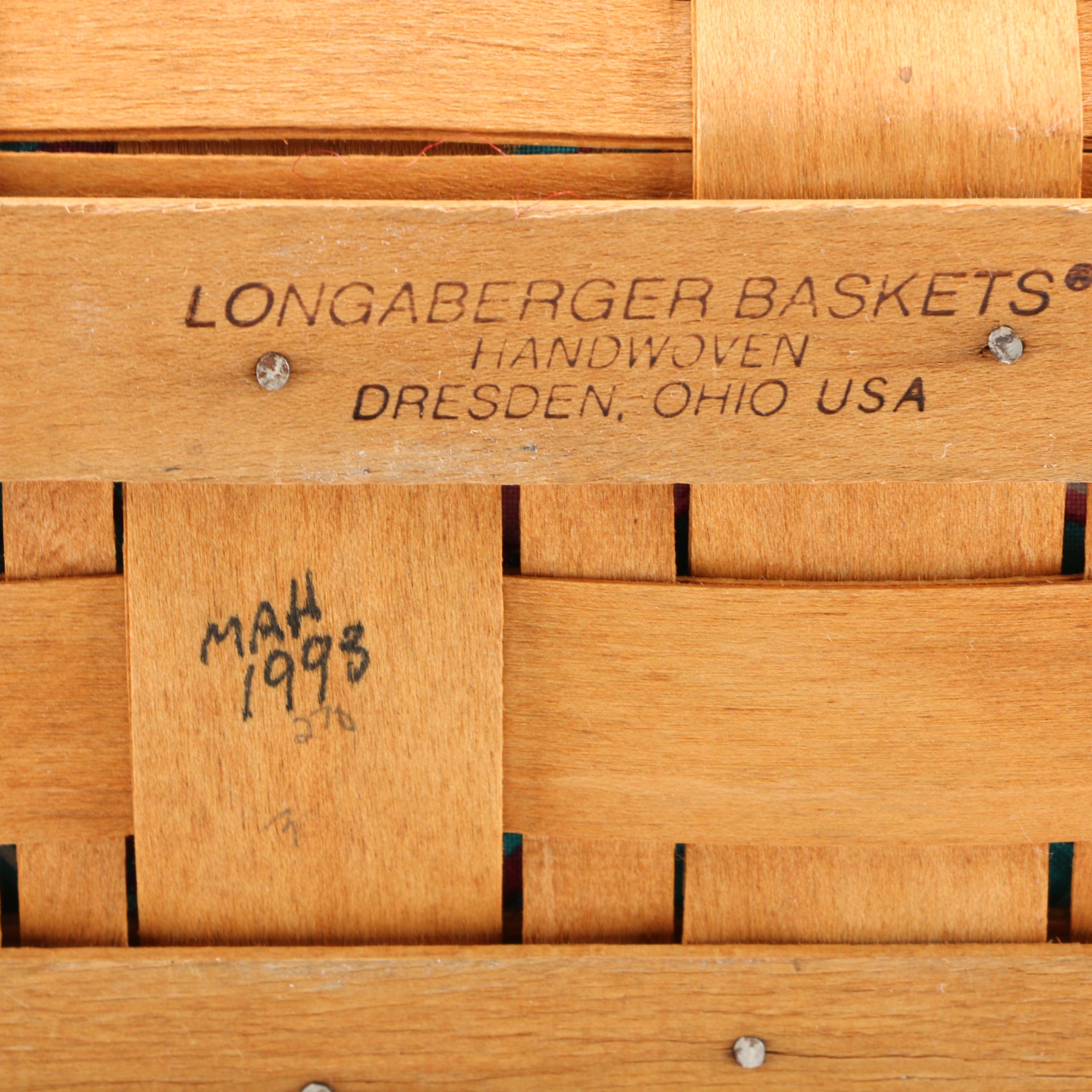 Handmade Longaberger Magazine Basket with Fabric Liner