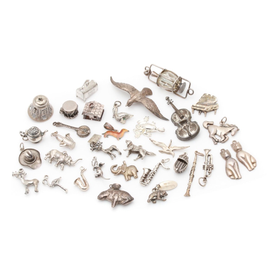 Assortment of 800 Silver and Sterling Silver Charms