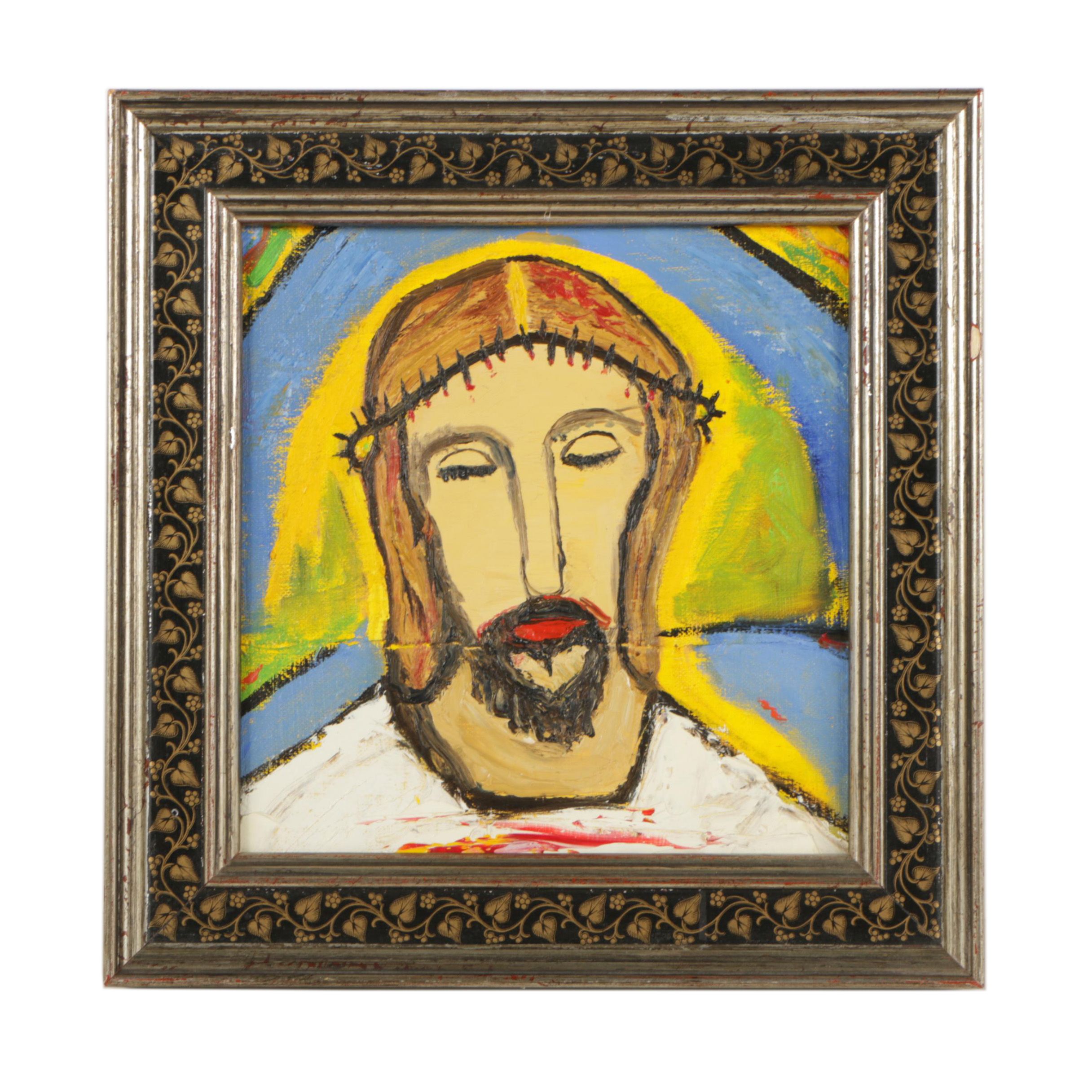 Framed Oil Painting of Christ