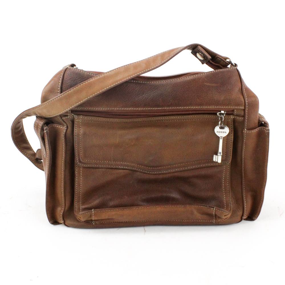 Fossil Brown Leather Messenger Bag
