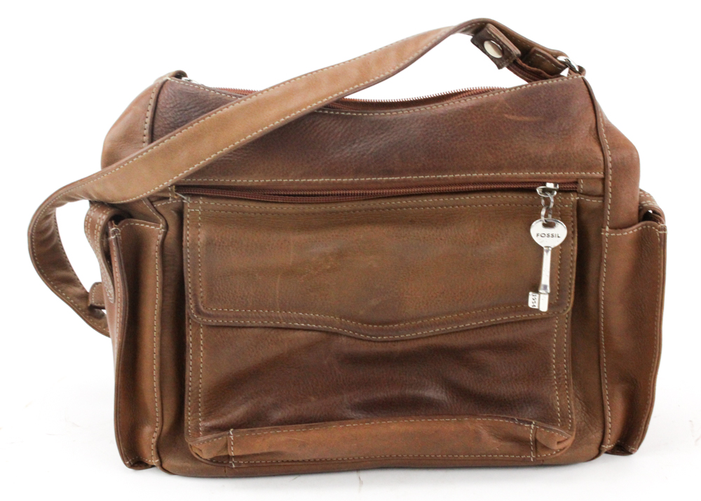 Fossil Brown Leather Messenger Bag