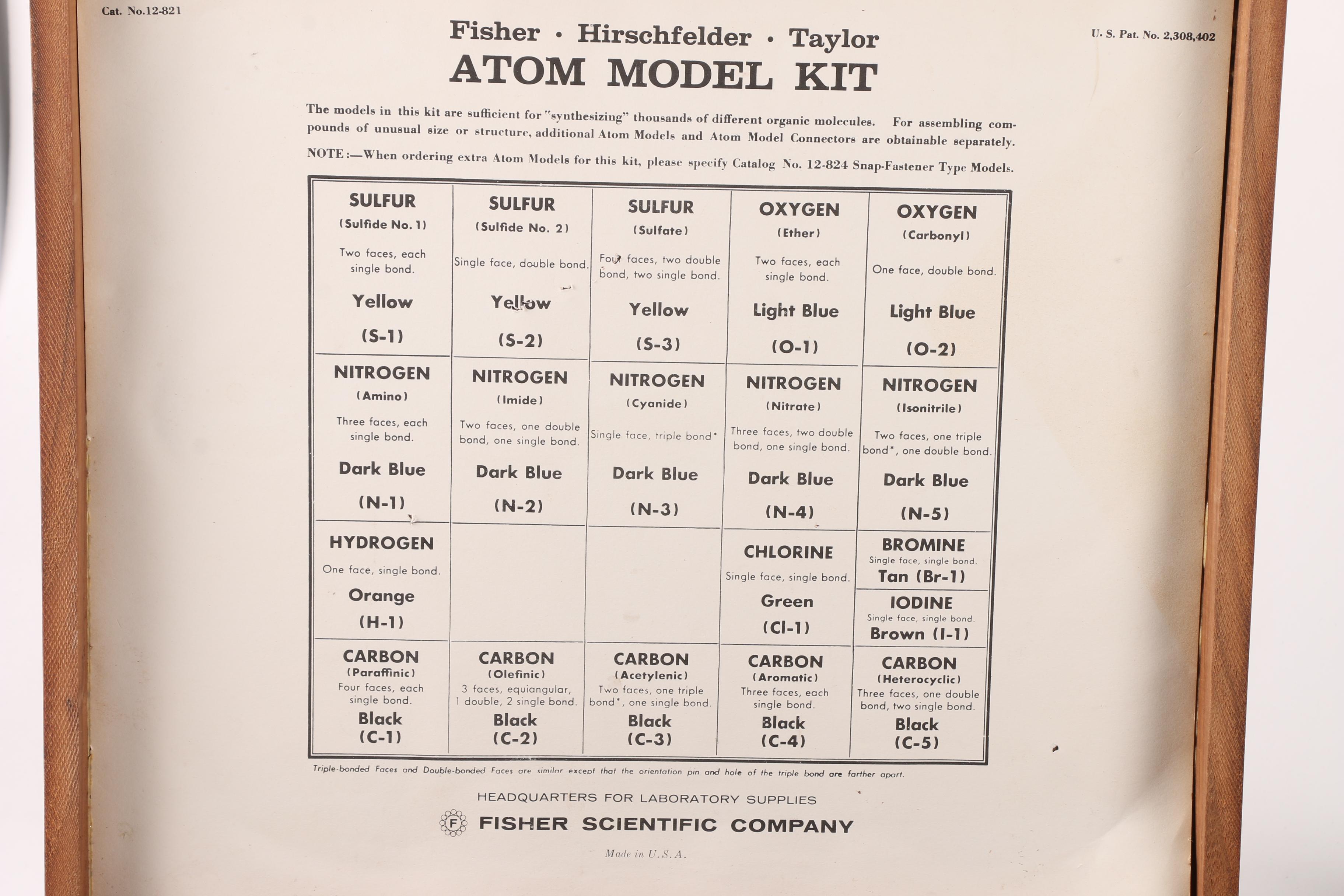 1940s Fisher Scientific Company Atomic Organic Model Kits