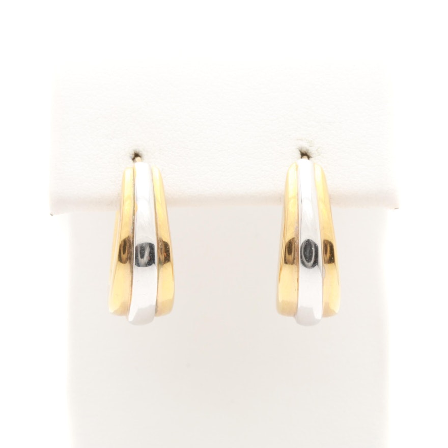 14K Yellow Gold Hoop Earrings with 14K White Gold Accents