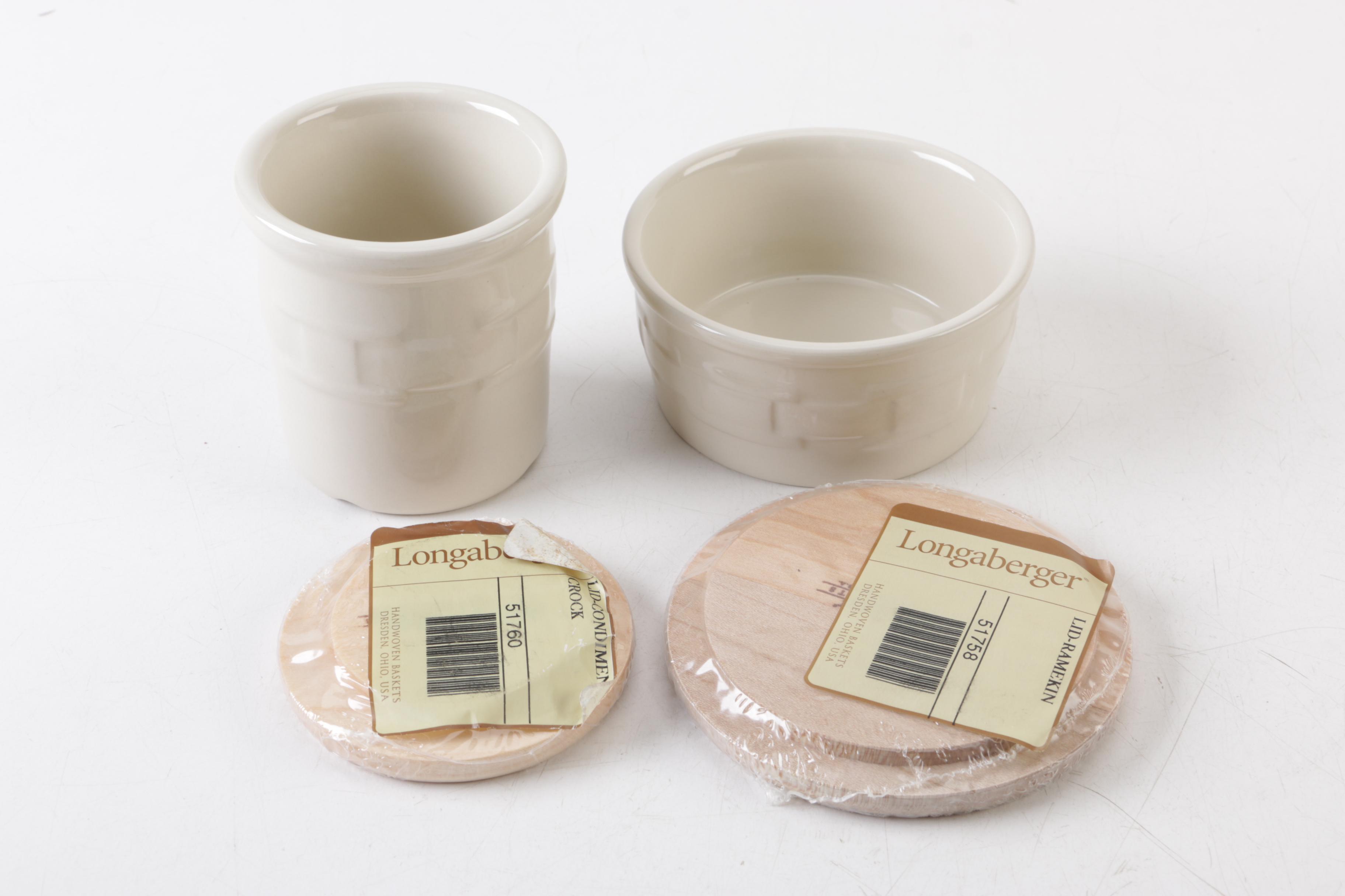 Longaberger Ivory "Woven Traditions" Pottery Serveware and Accessories