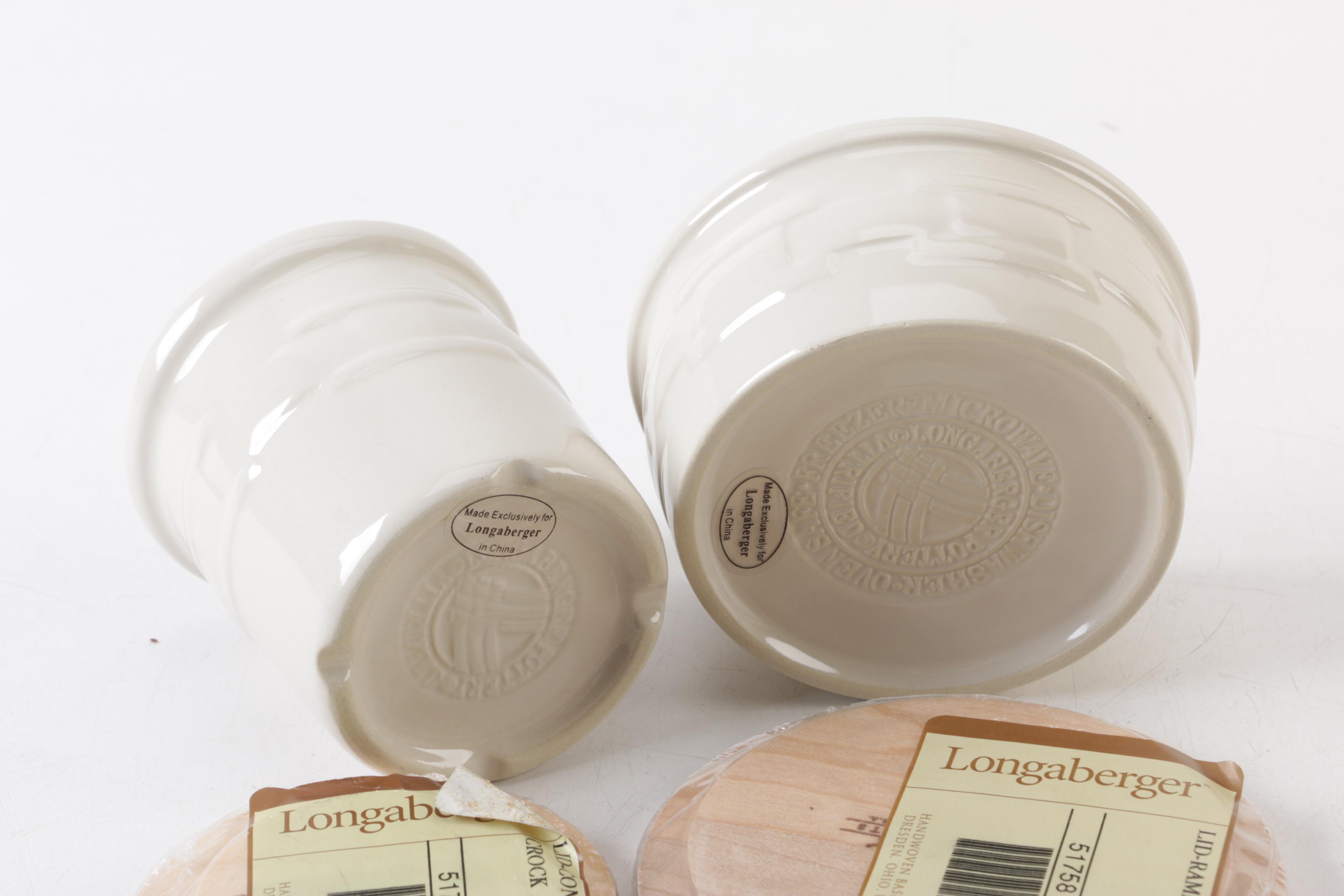 Longaberger Ivory "Woven Traditions" Pottery Serveware and Accessories