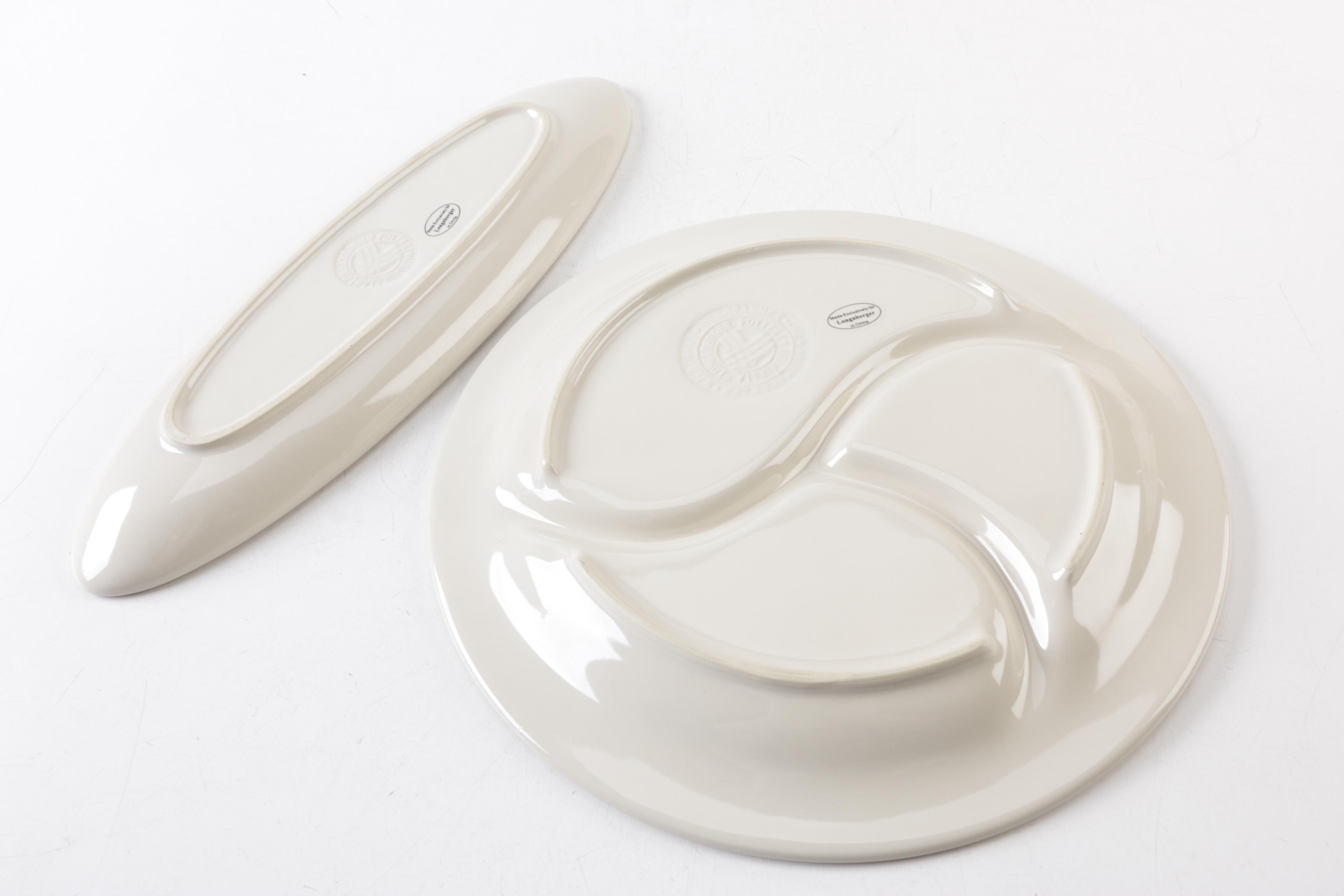 Longaberger Ivory "Woven Traditions" Pottery Serveware and Accessories