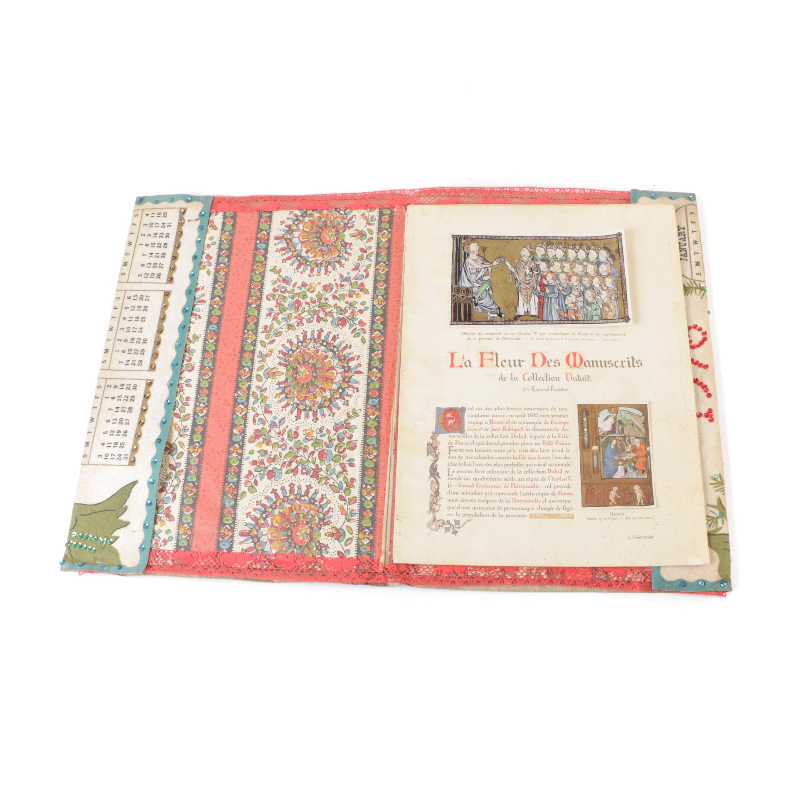 French Language Art Booklet of Eugène Dutuit Collection in Calendar Felt Cover