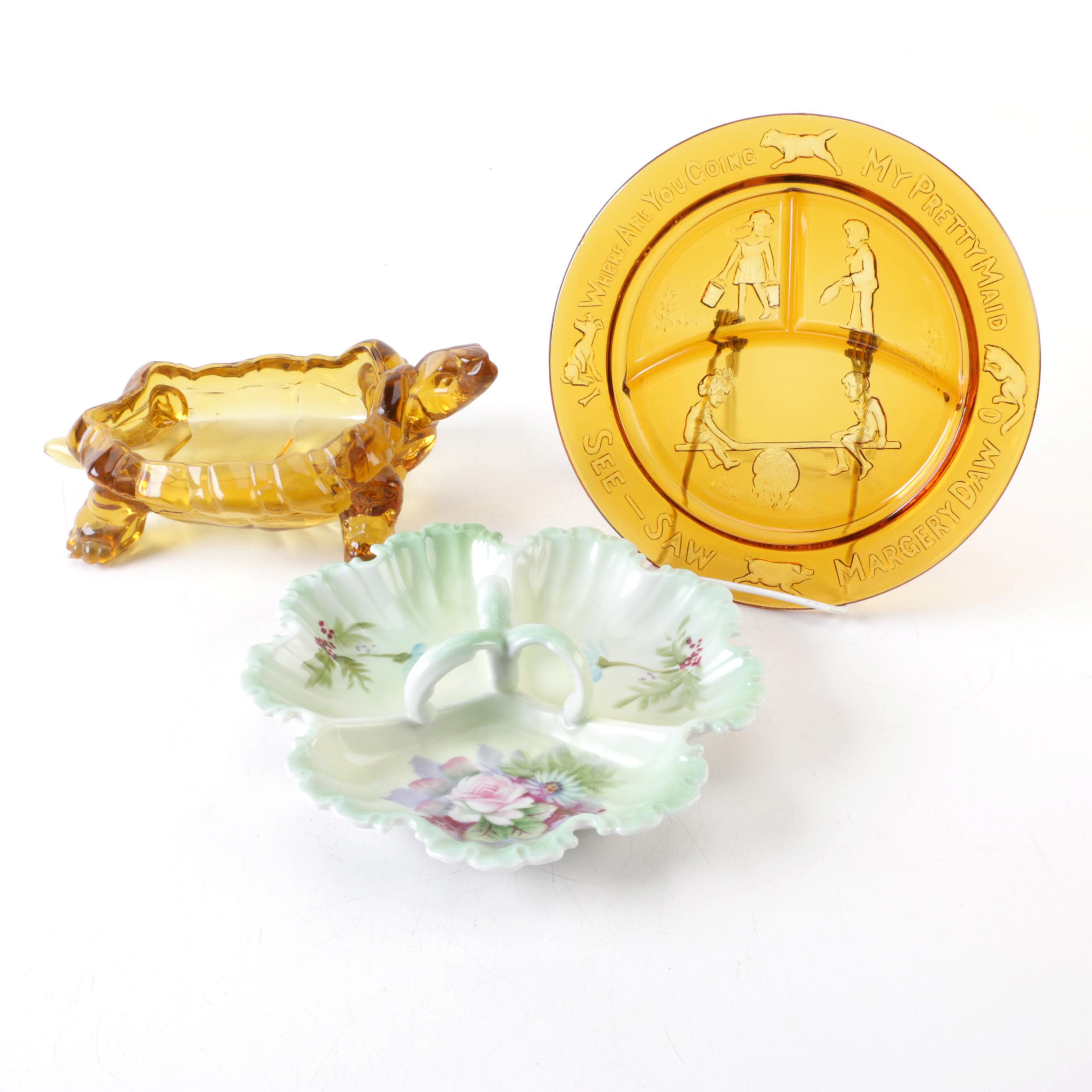 Vintage Indiana Glass Nursery Rhyme Plate and Other Serveware